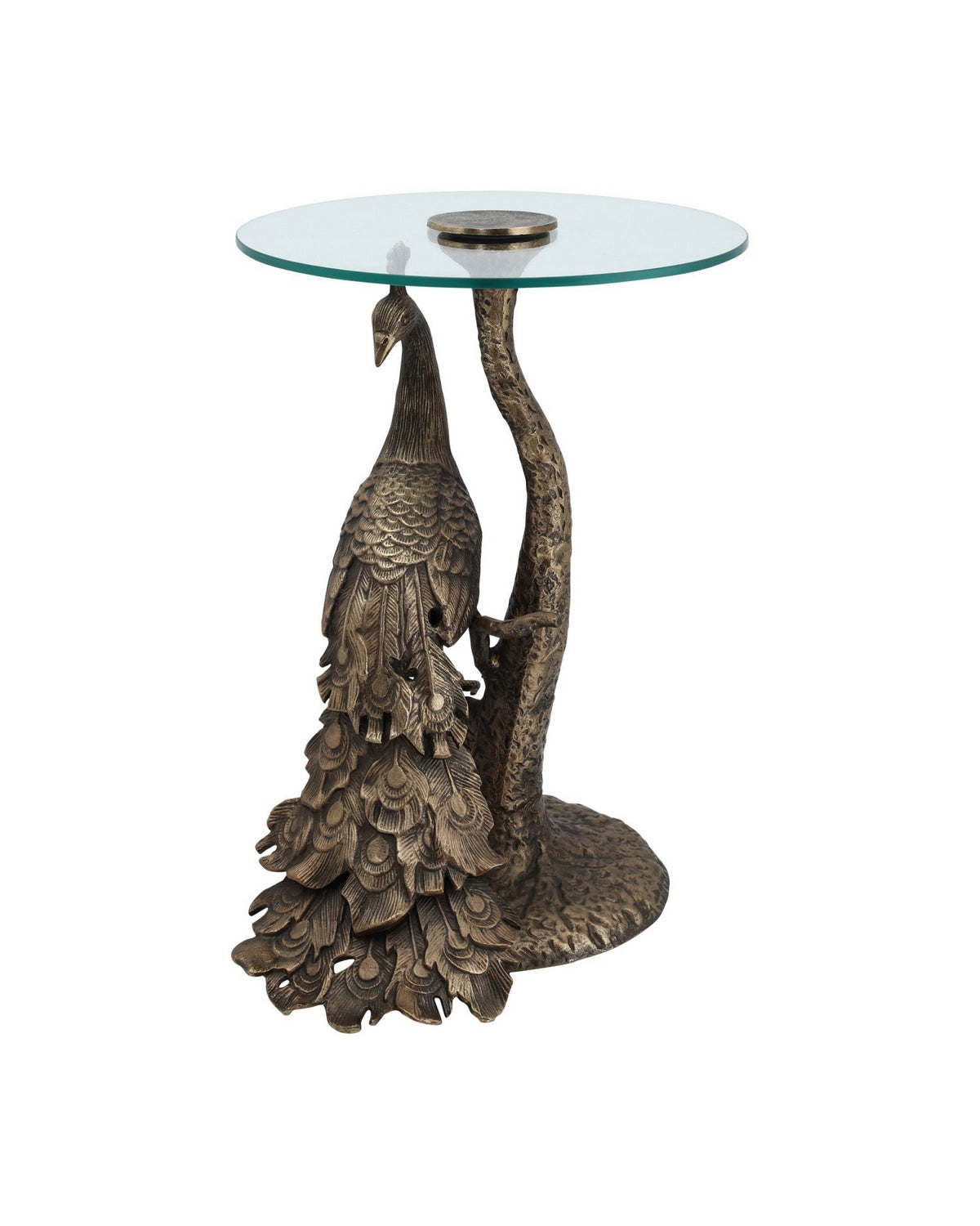Currey and Company 4000-0255 Paonne Accent Table in Antique Gold/Clear