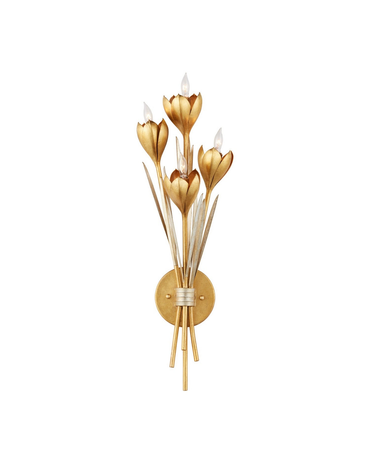 Currey and Company 5000-0289 Hortensia Murale Feuille d'or contemporaine / Feuille d'or contemporaine / Feuille d'argent contemporaine