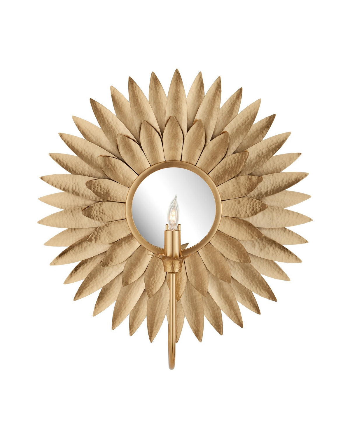 Currey and Company 5000-0300 Plumage Wall Sconce in Antique Brass/Mirror