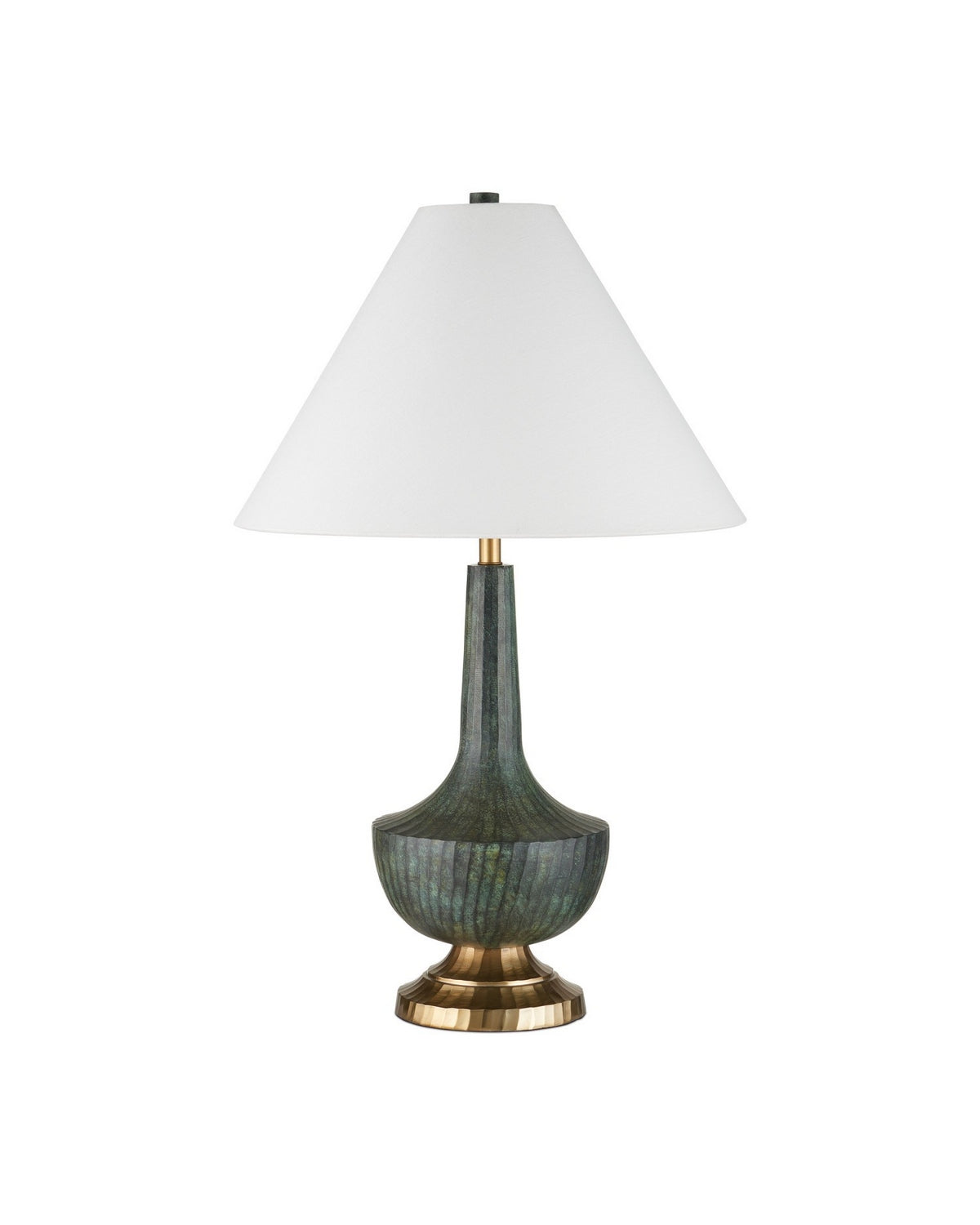 Currey and Company 6000-1060 Djinn Table Lamp in Verdigris/Antique Brass