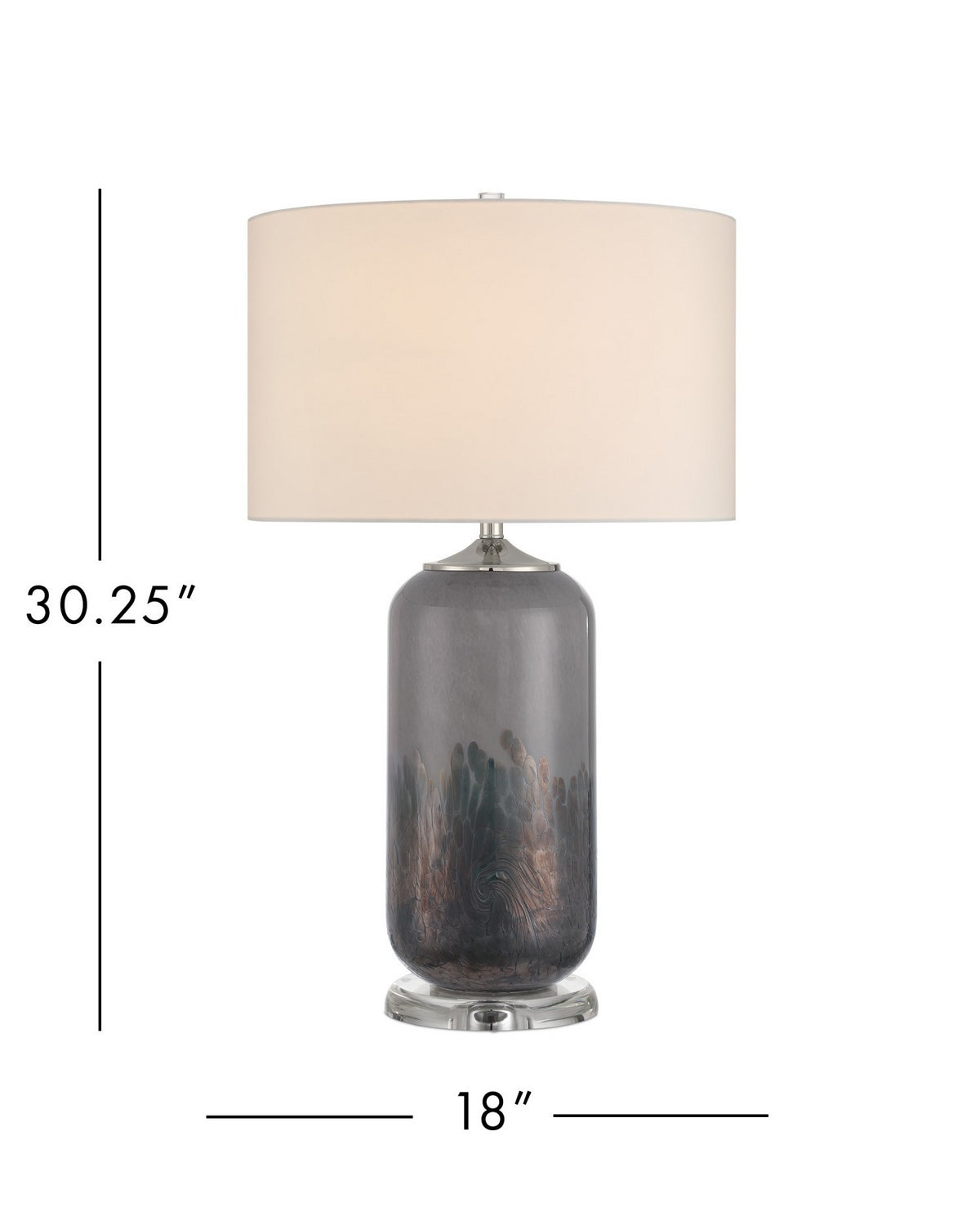 Currey and Company 6000-1071 Lewes Lampe de table en nickel gris/transparent/poli