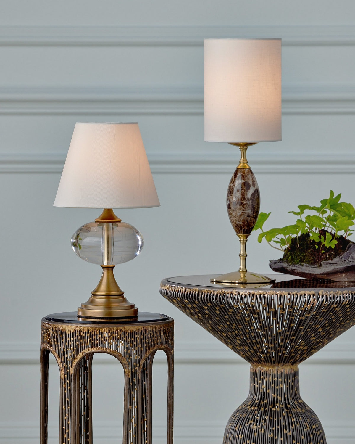 Currey and Company 6700-0018 Sashay Cordless Table Lamp in Clear/Polished Antique Brass