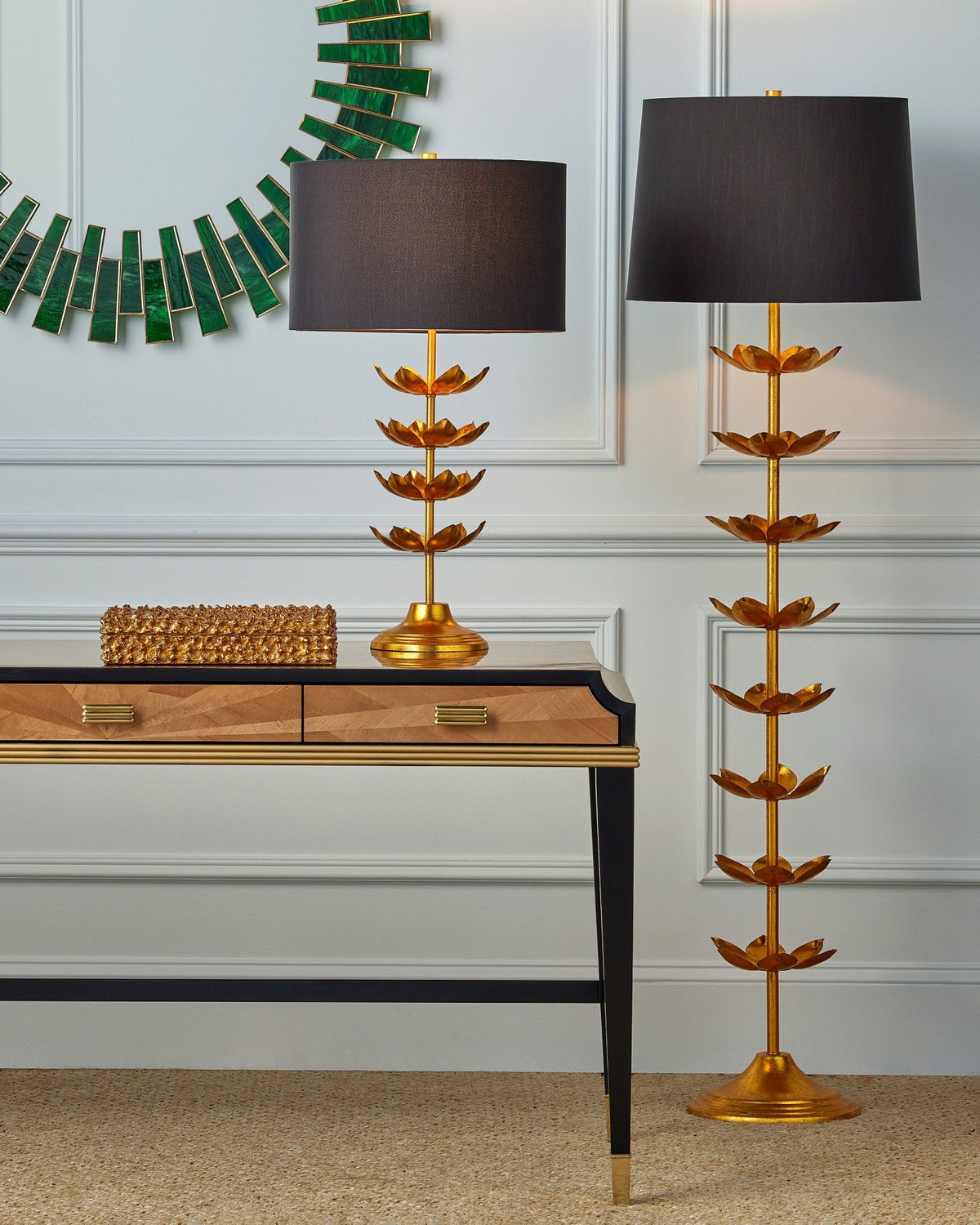 Lampe sur pied Currey and Company 8000-0177 Awakening en feuille d'or