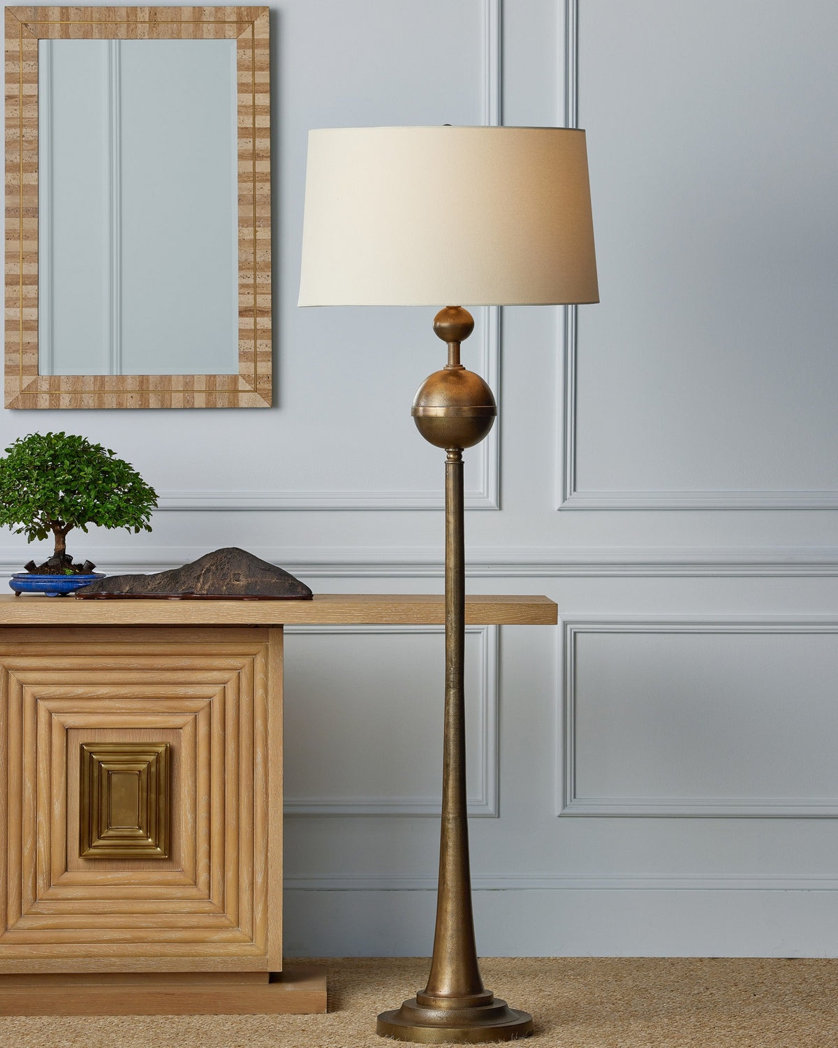Lampadaire Boullee 8000-0179 de Currey and Company en laiton antique