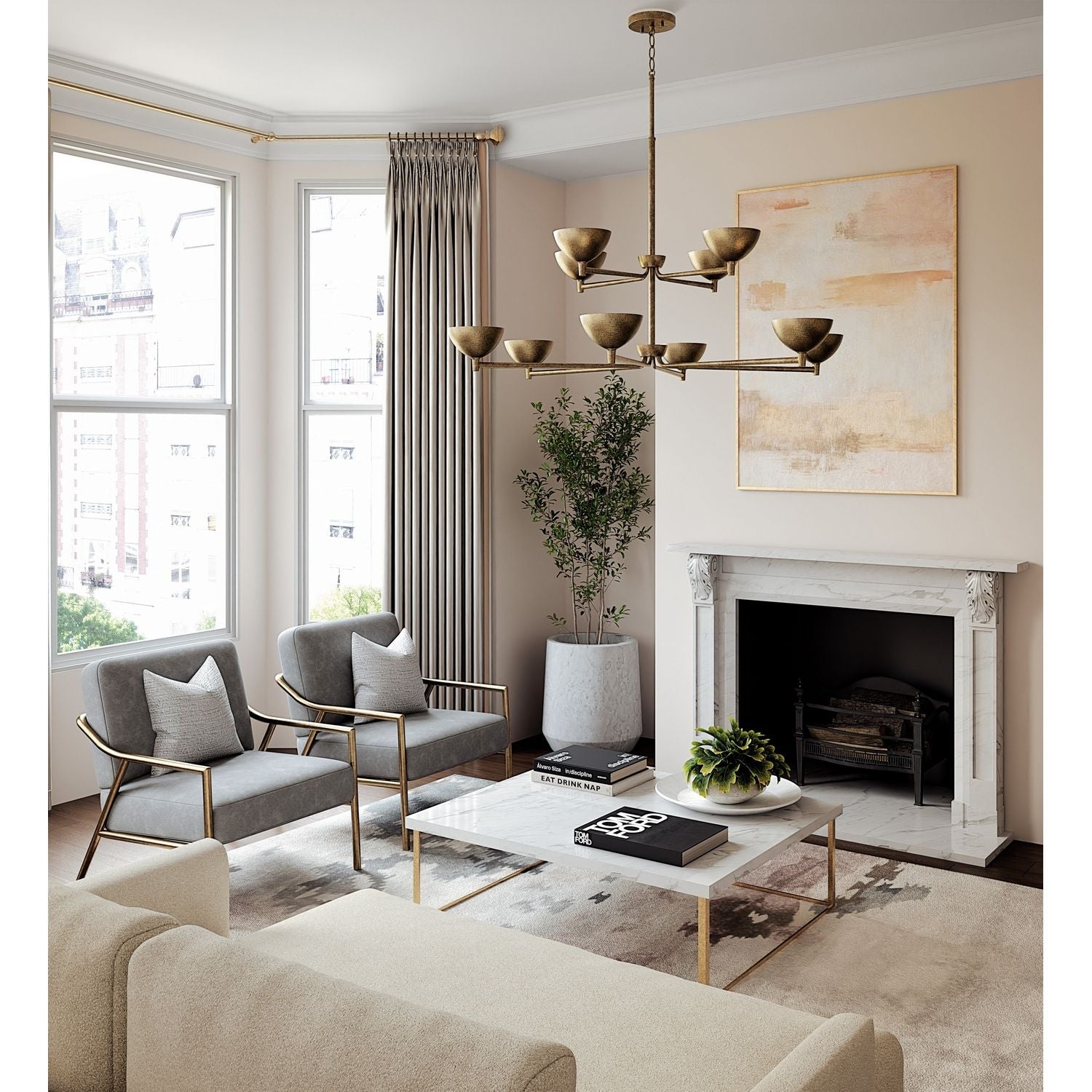 Capital Lighting - 458501FT - LED Chandelier - Francesca - Feathered Gold