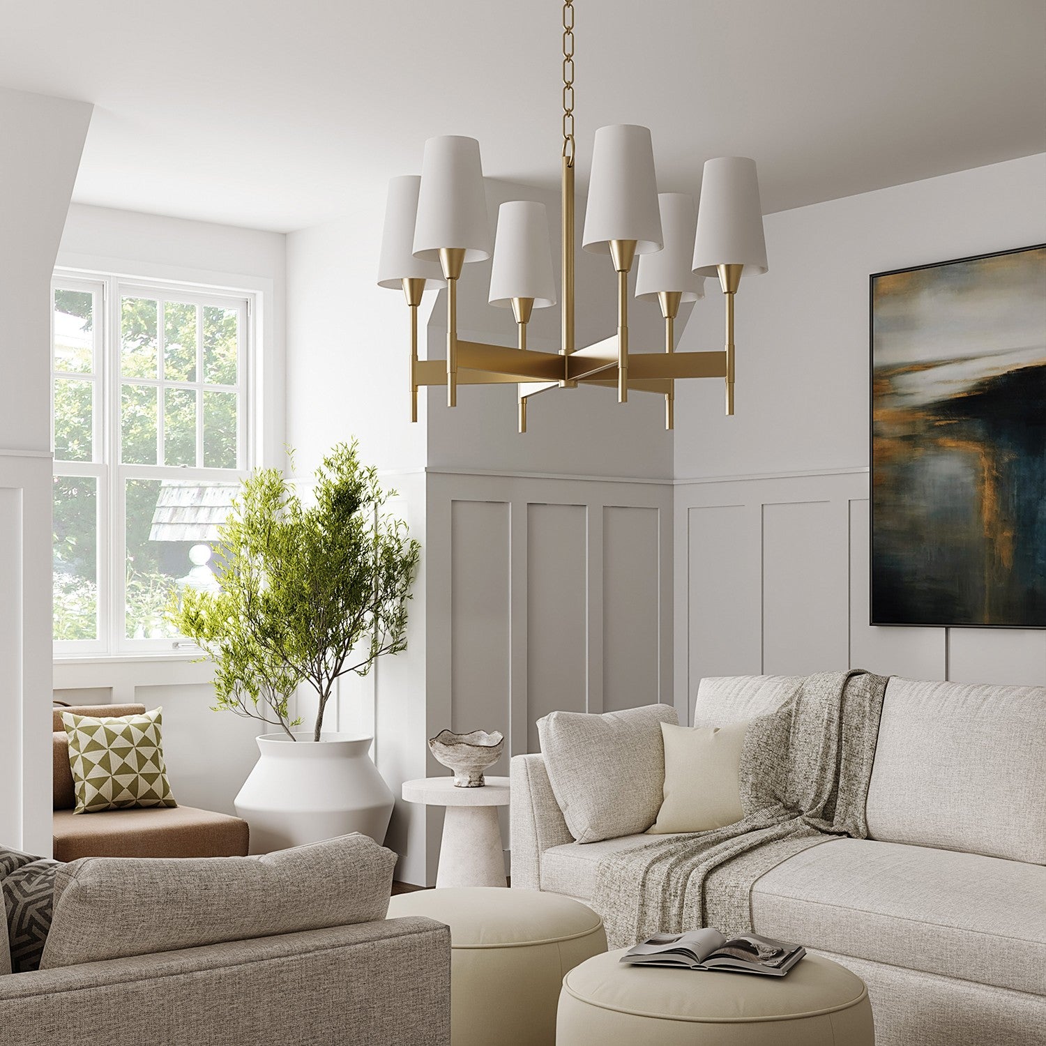 Éclairage Capital - 460861AD-718 - Six lampes Suspendu - Leland - Laiton vieilli