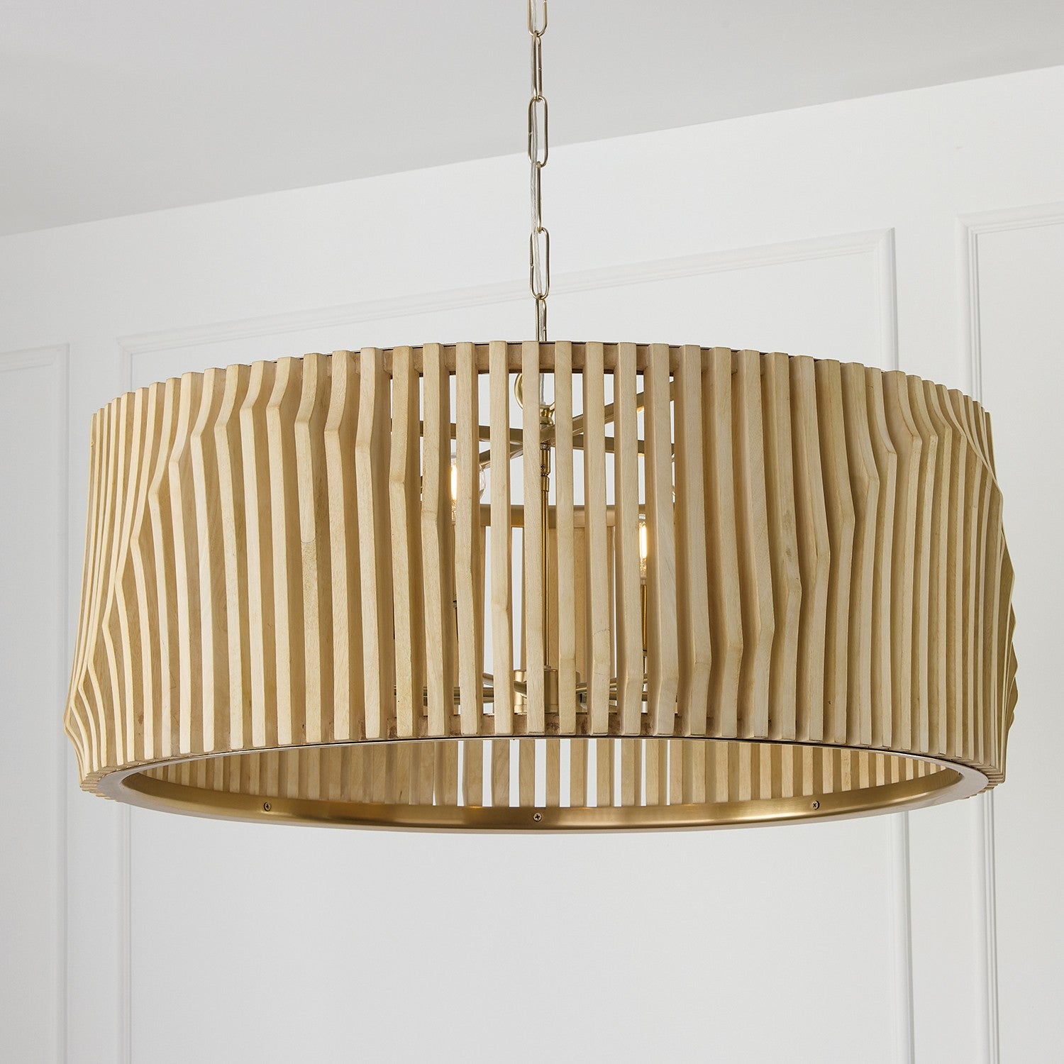 Éclairage Capital - 344664BWB - Six lampes Suspension - Archer - Bois blond et laiton mat