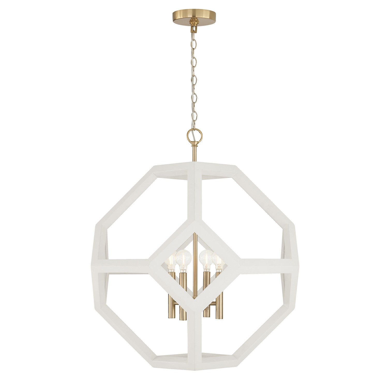 Capital Lighting - 358441WM - Four Light Pendant - Geo - Flat White and Matte Brass