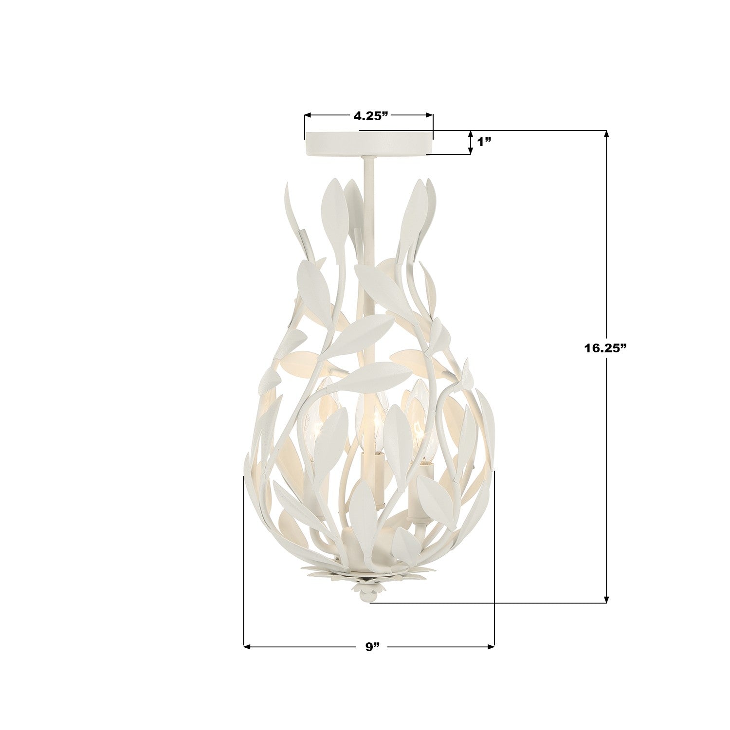 Crystorama - 565-MT_CEILING - Three Light Semi Flush Mount - Broche - Matte White