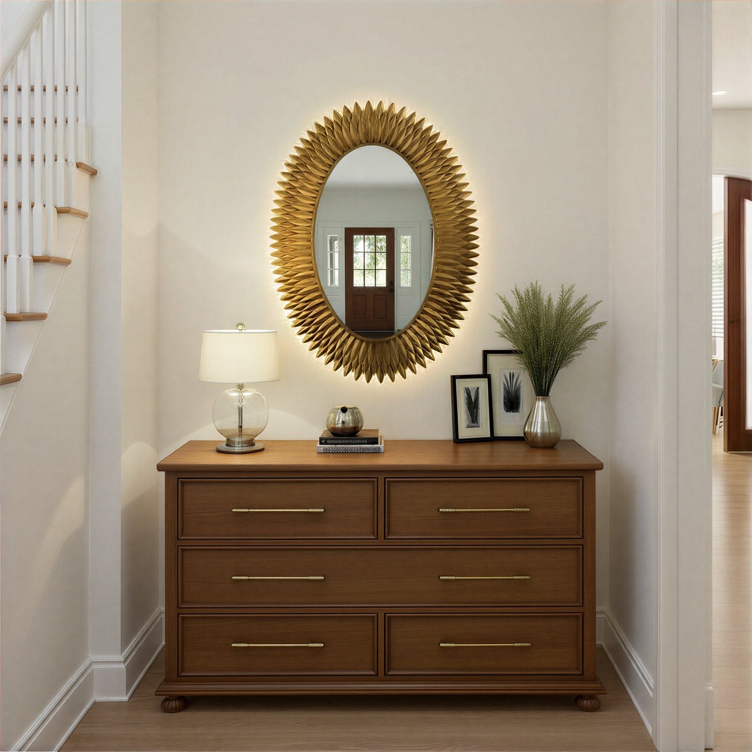 Crystorama - BRH-M500-GA - Miroir LED - Broche - Or antique