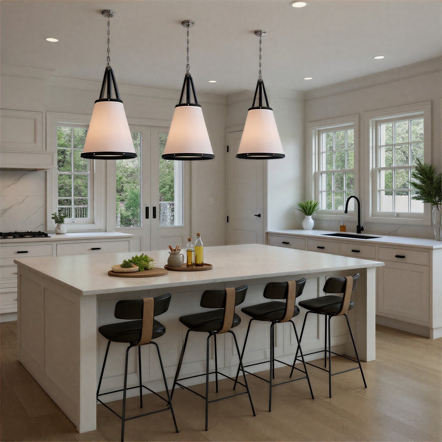 Crystorama - CAL-2405-PN - Quatre lumières Suspension - Callahan - Nickel poli