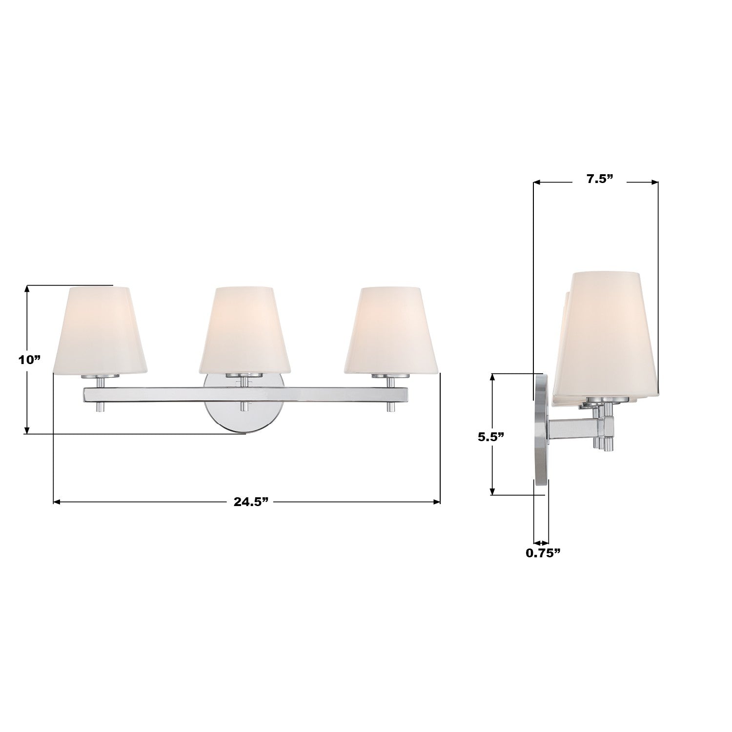 Crystorama - COL-203-CH - Applique murale trois lumières - Colton - Chrome poli