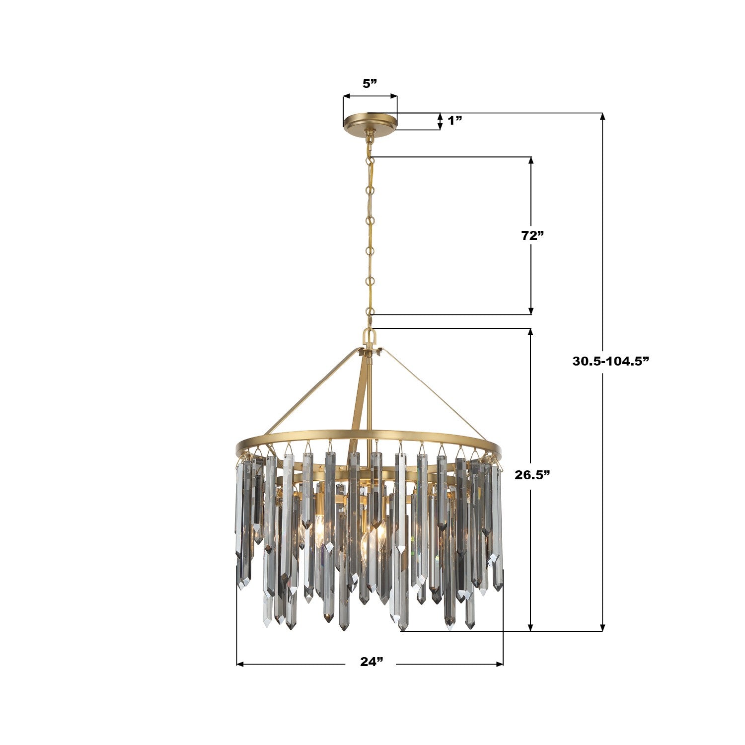 Crystorama - GEM-7004-MG-SS - Sept Lumières Suspendu - Gemma - Or moderne