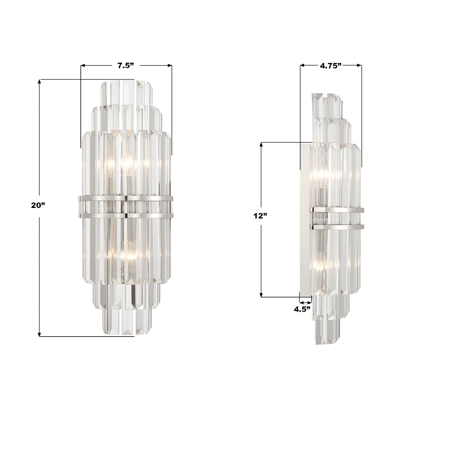 Crystorama - HAY-1411-PN - Two Light Wall Sconce - Hayes - Polished Nickel