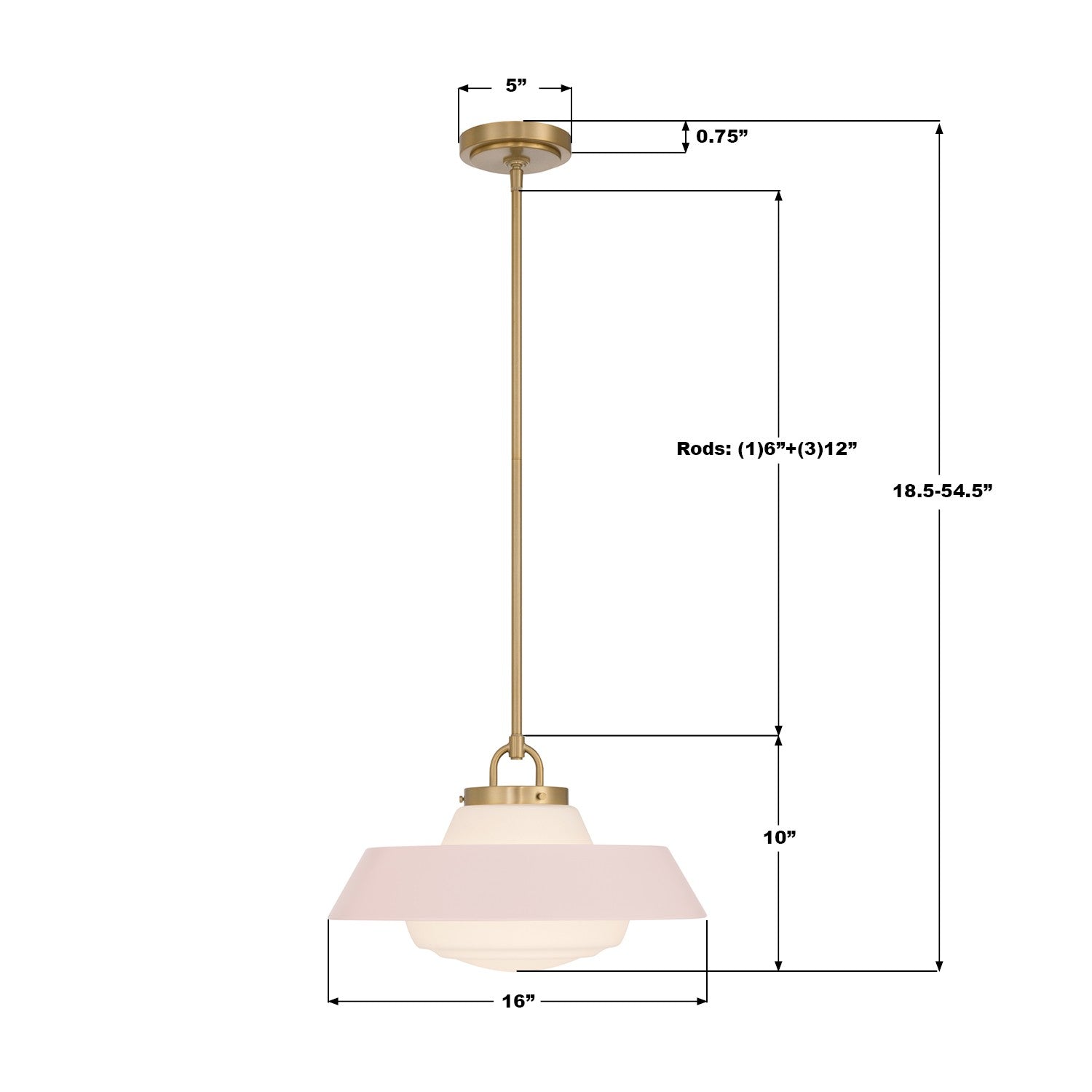 Crystorama - XAN-8006-VG-BH - Une lampe Suspension - Xander - Or vibrant