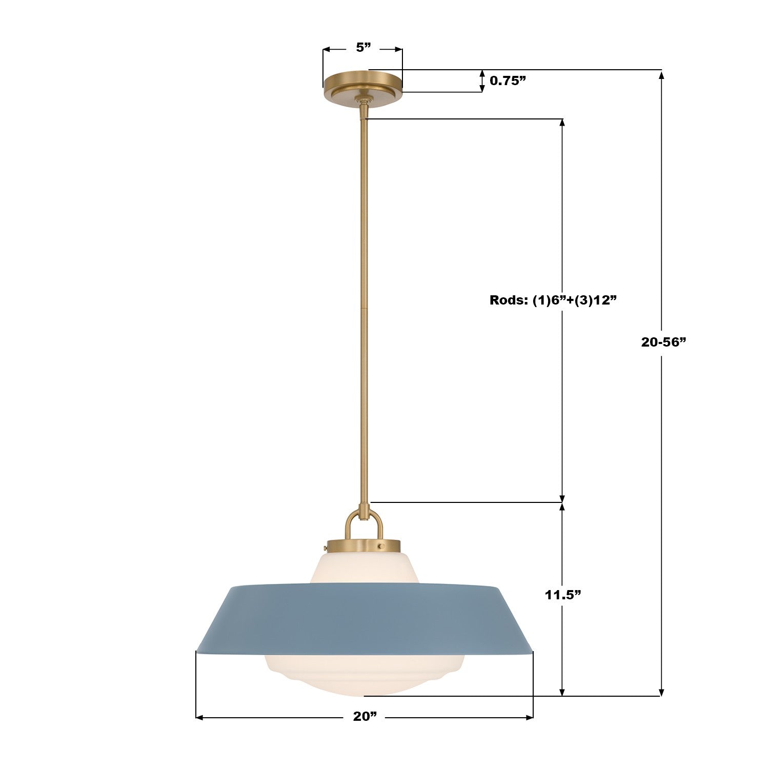 Crystorama - XAN-8009-VG-BL - Trois lumières Suspension - Xander - Or vibrant