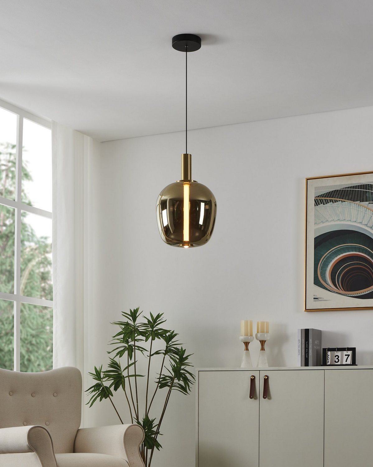 Eglo Canada - 207104A - LED Pendant - Fruitera - Black, Brushed Gold