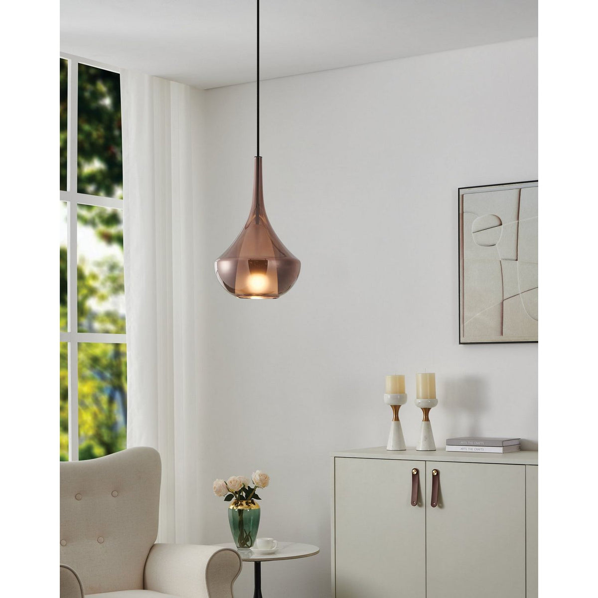 Eglo Canada - 390438A - Une lampe Suspension - Presque - Noir, fumé au cuivre