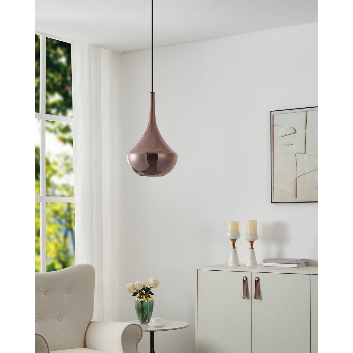 Eglo Canada - 390438A - Une lampe Suspension - Presque - Noir, fumé au cuivre