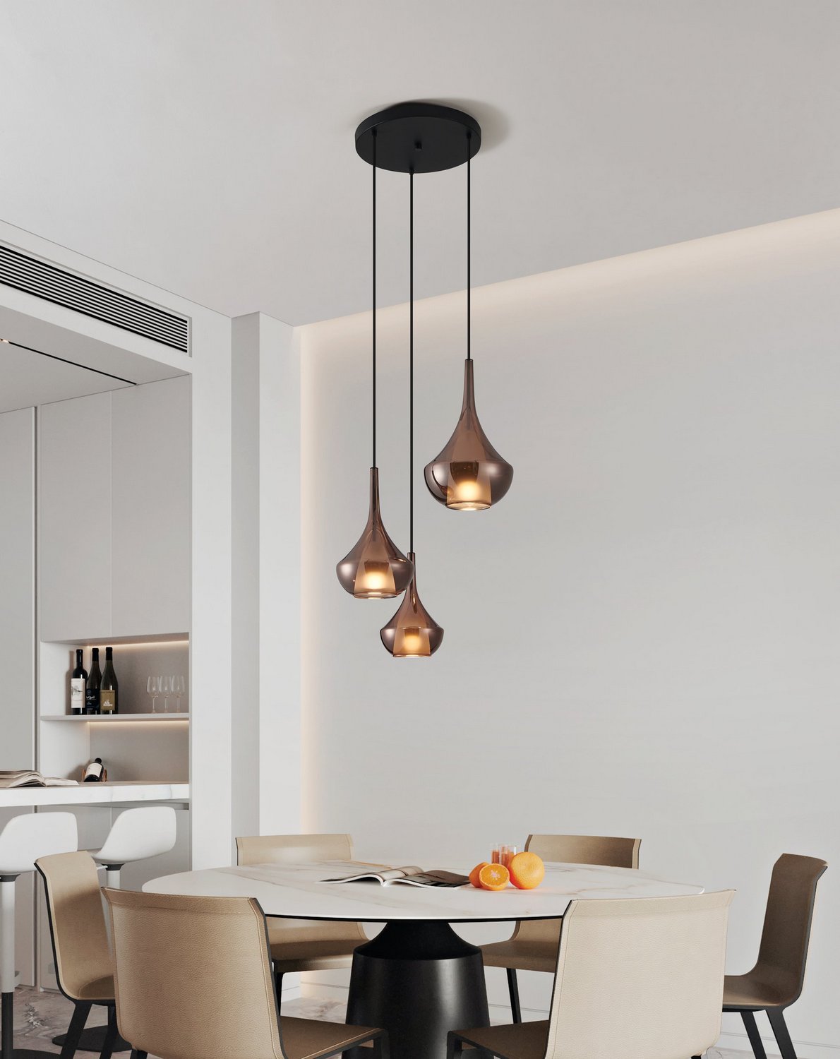 Eglo Canada - 390439A - Trois lumières Suspension - Presque - Noir, fumé au cuivre