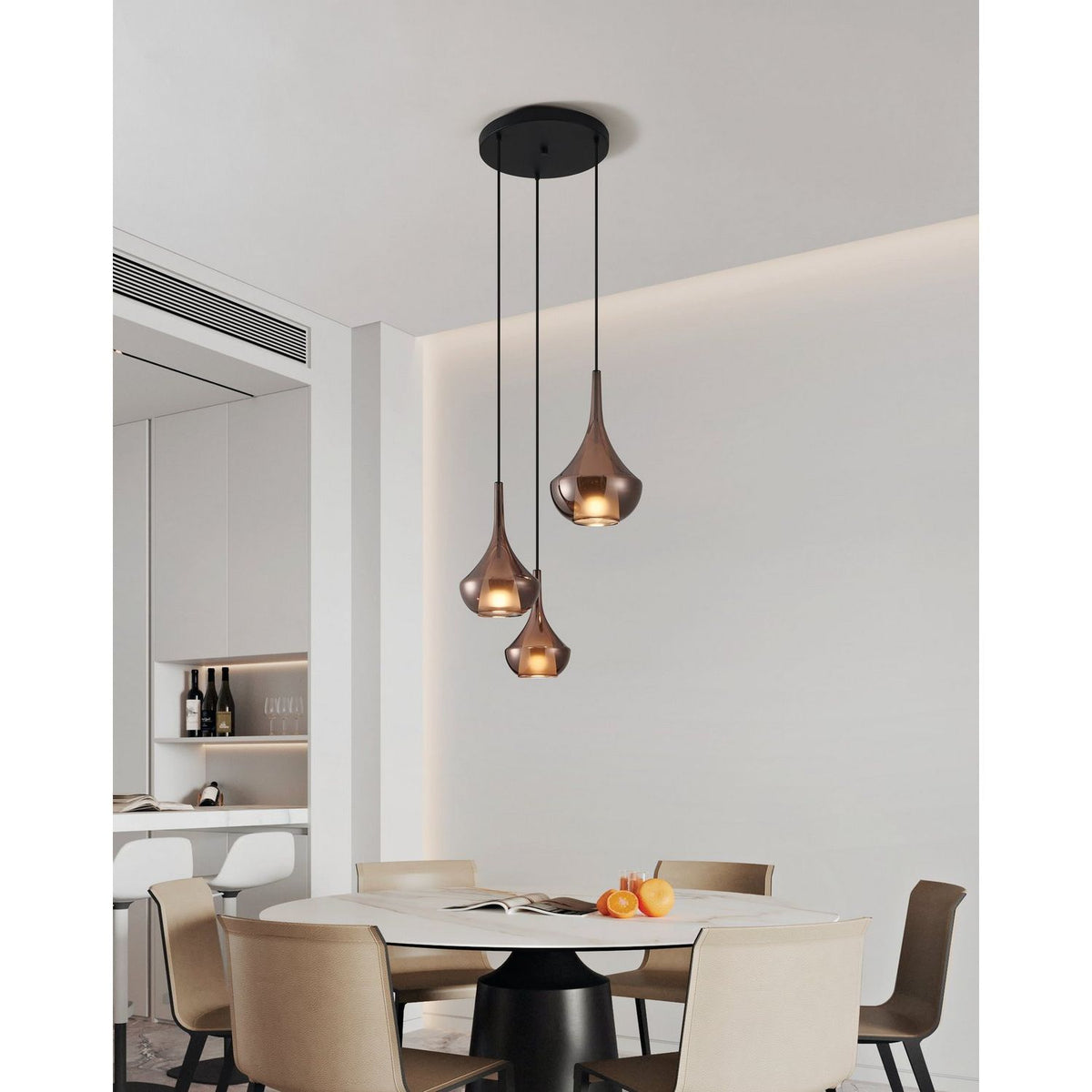 Eglo Canada - 390439A - Three Light Pendant - Almoster - Black, Copper Smoked
