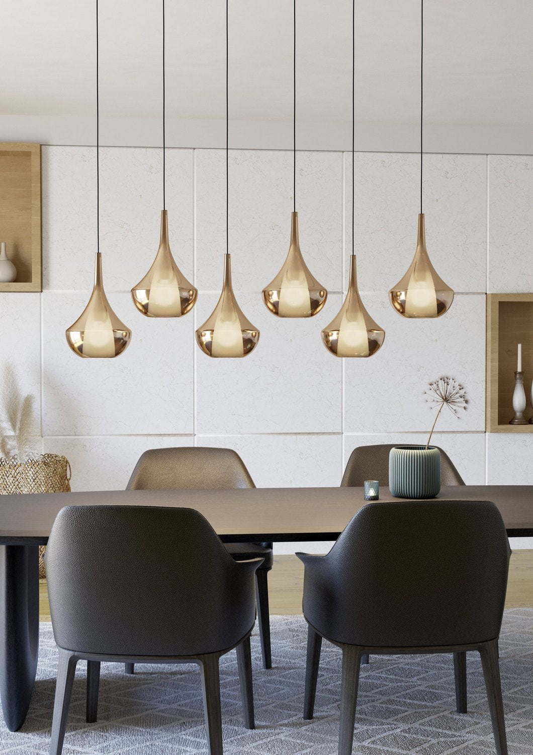 Eglo Canada - 390441A - Six Light Pendant - Almoster - Black, Copper Smoked