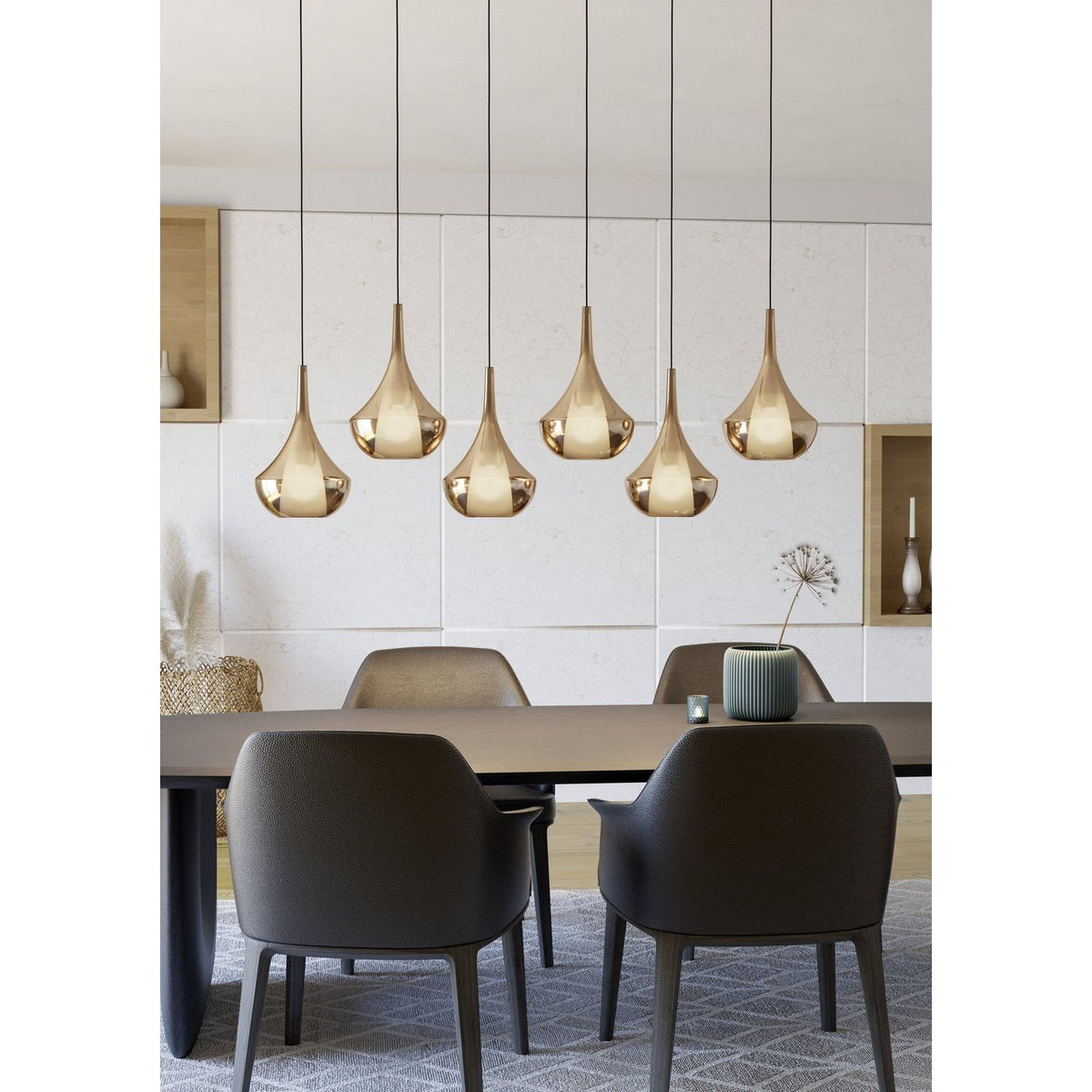 Eglo Canada - 390441A - Six Light Pendant - Almoster - Black, Copper Smoked