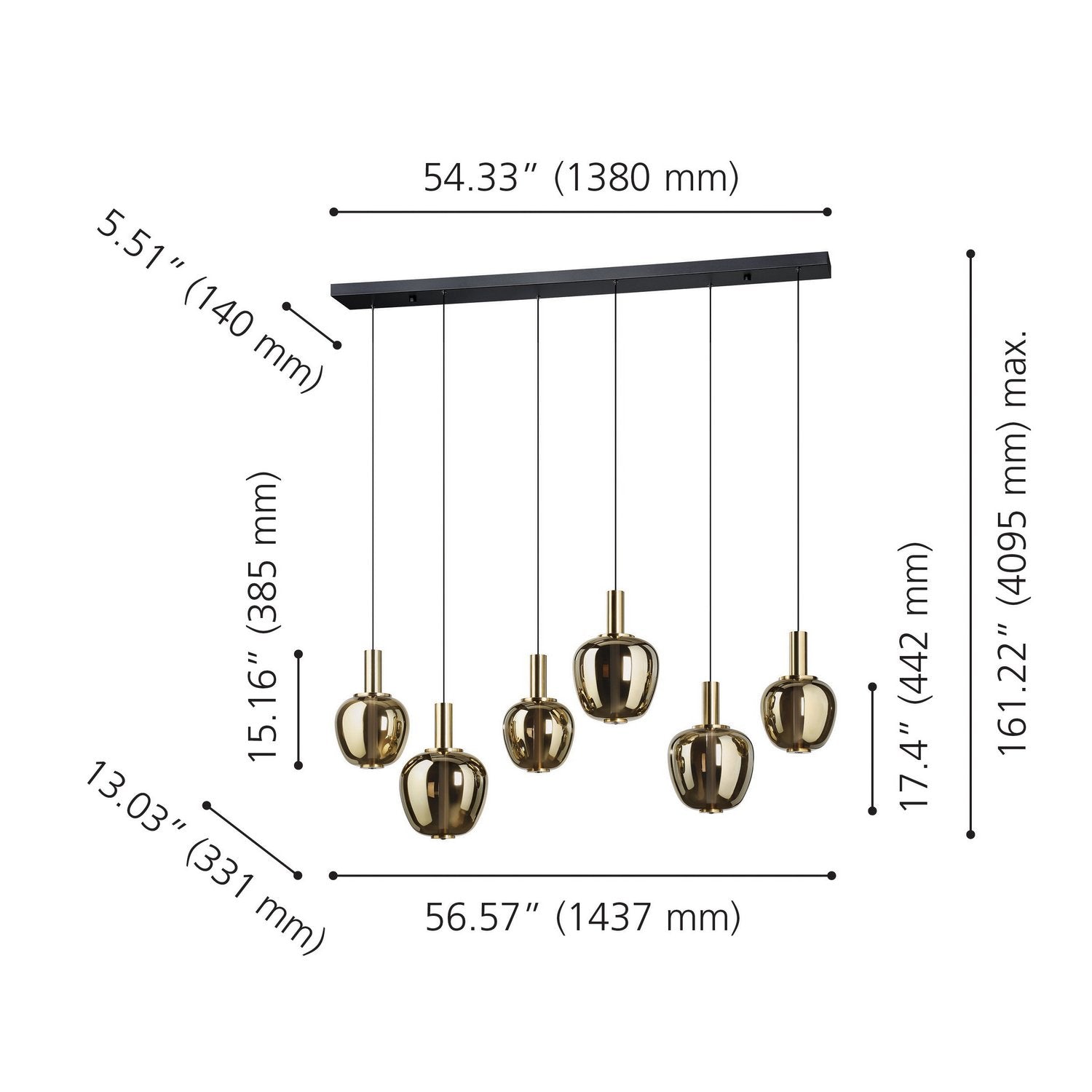Eglo Canada - 390466A - LED Pendant - Fruitera - Black, Brushed Gold