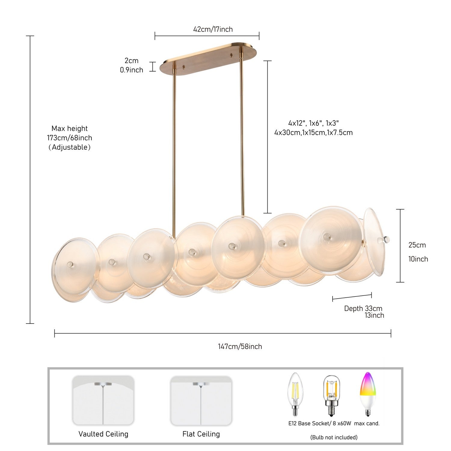 Arabela Lighting - 85124-8 - Eight Light Linear Chandelier - Tallulah - Lacquered Gold