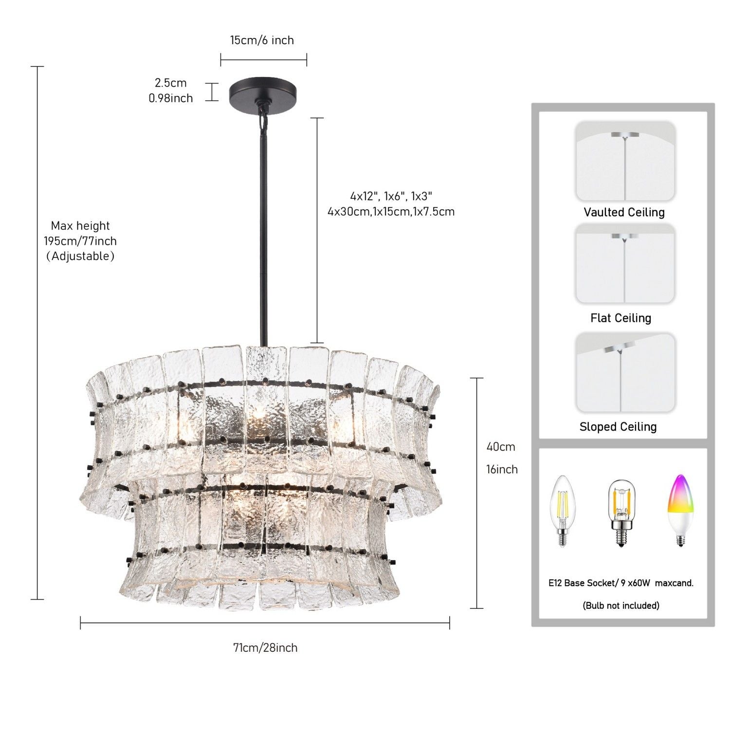 Arabela Lighting - 85251-9 - Neuf lumières Suspension - Sophie - Noir mat