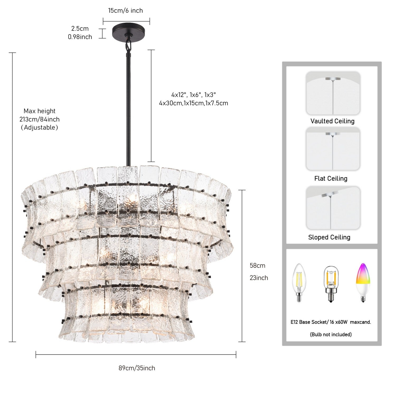 Arabela Lighting - 85250-16 - 16 lampes Suspension - Sophie - Noir mat