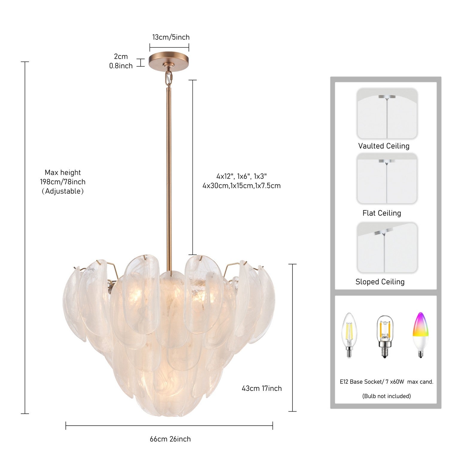 Arabela Lighting - 85410-7 - Sept lumières Suspension Château - Laiton satiné
