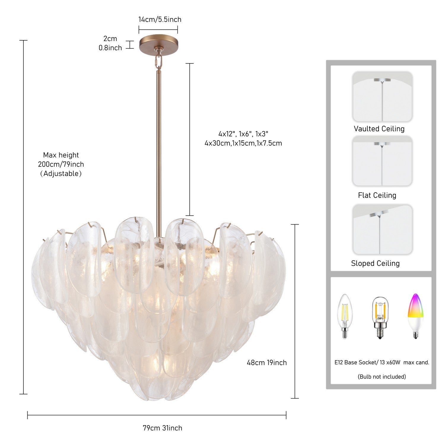 Arabela Lighting - 85411-13 - Luminaire à 13 lampes Suspension Château - Laiton satiné
