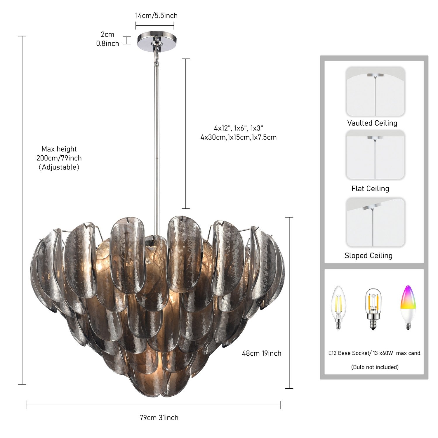 Arabela Lighting - 85511-13 - Luminaire 13 lumières Suspension - Château - Chrome poli