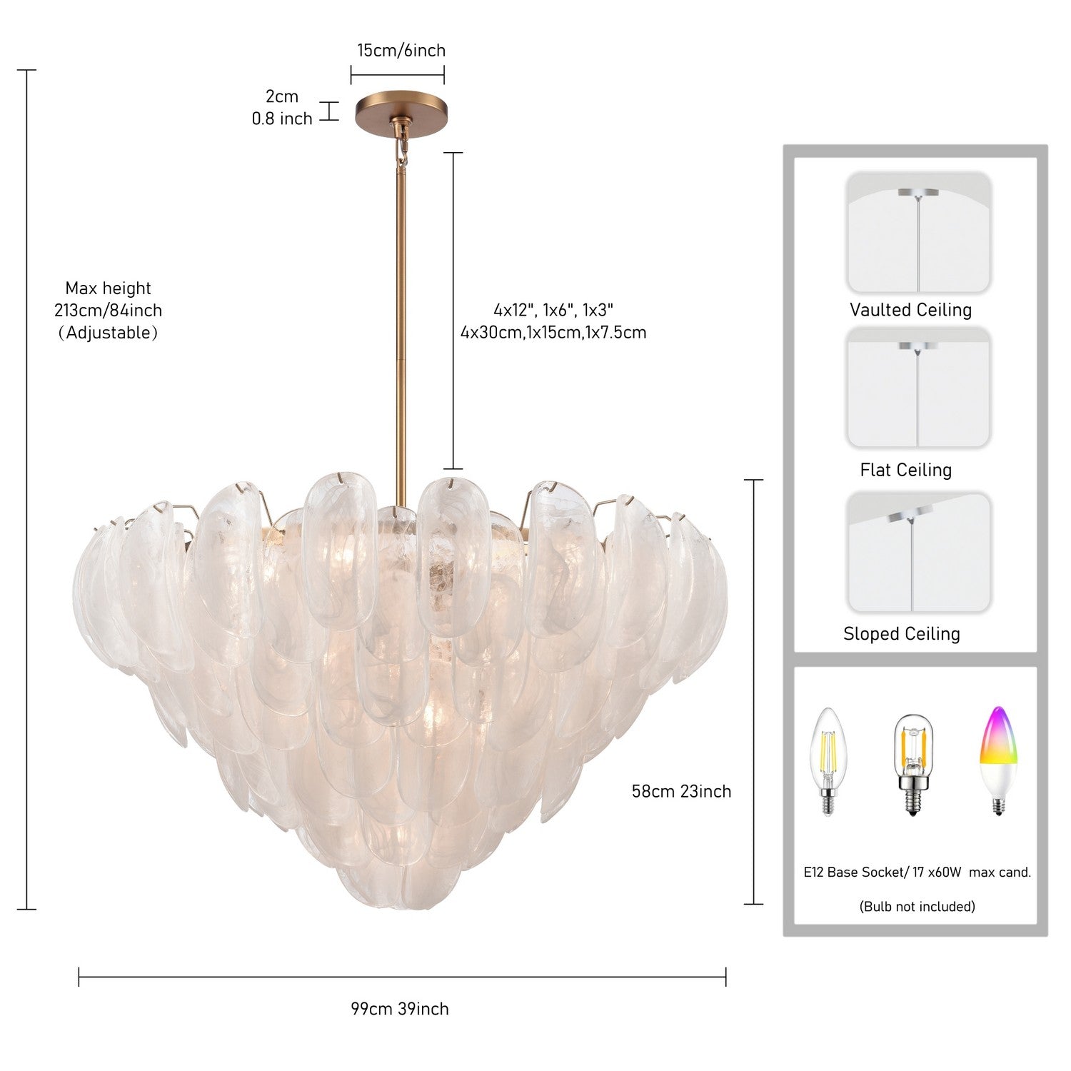 Arabela Lighting - 85412-17 - 17 lampes Suspension Château - Laiton satiné