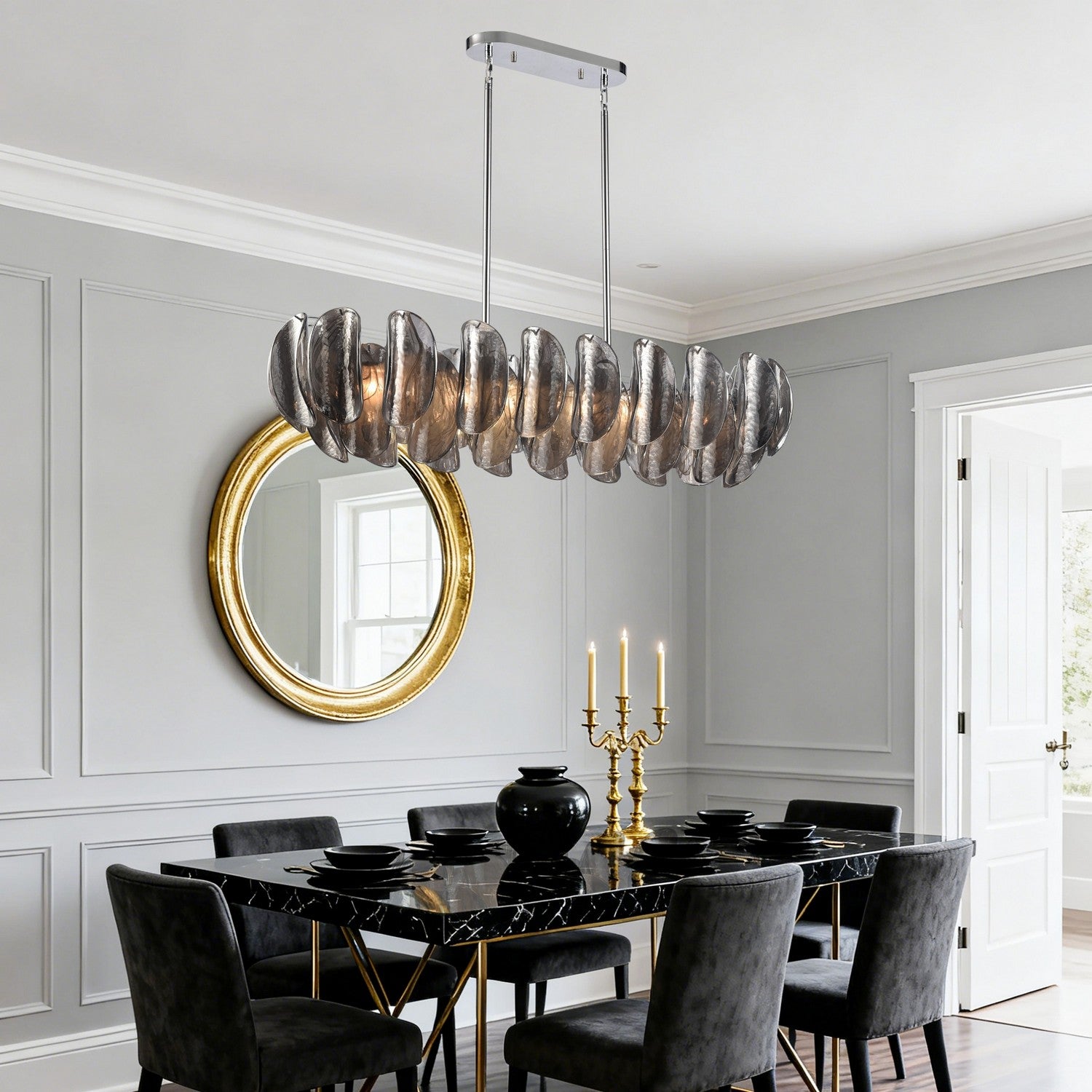 Arabela Lighting - 85513-6 - Six Light Linear Chandelier - Chateau - Polished Chrome