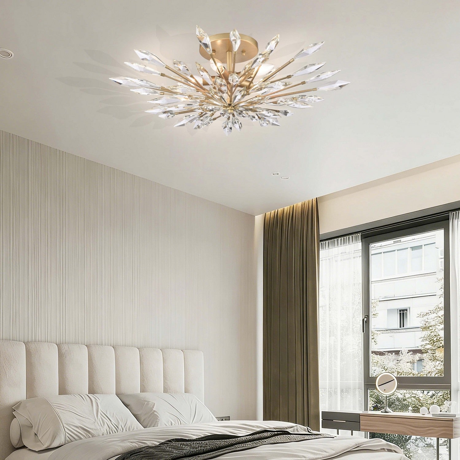 Arabela Lighting - 85425-5 - Five Light Semi Flush Mount - Crystal Fusion - Peruvian Gold