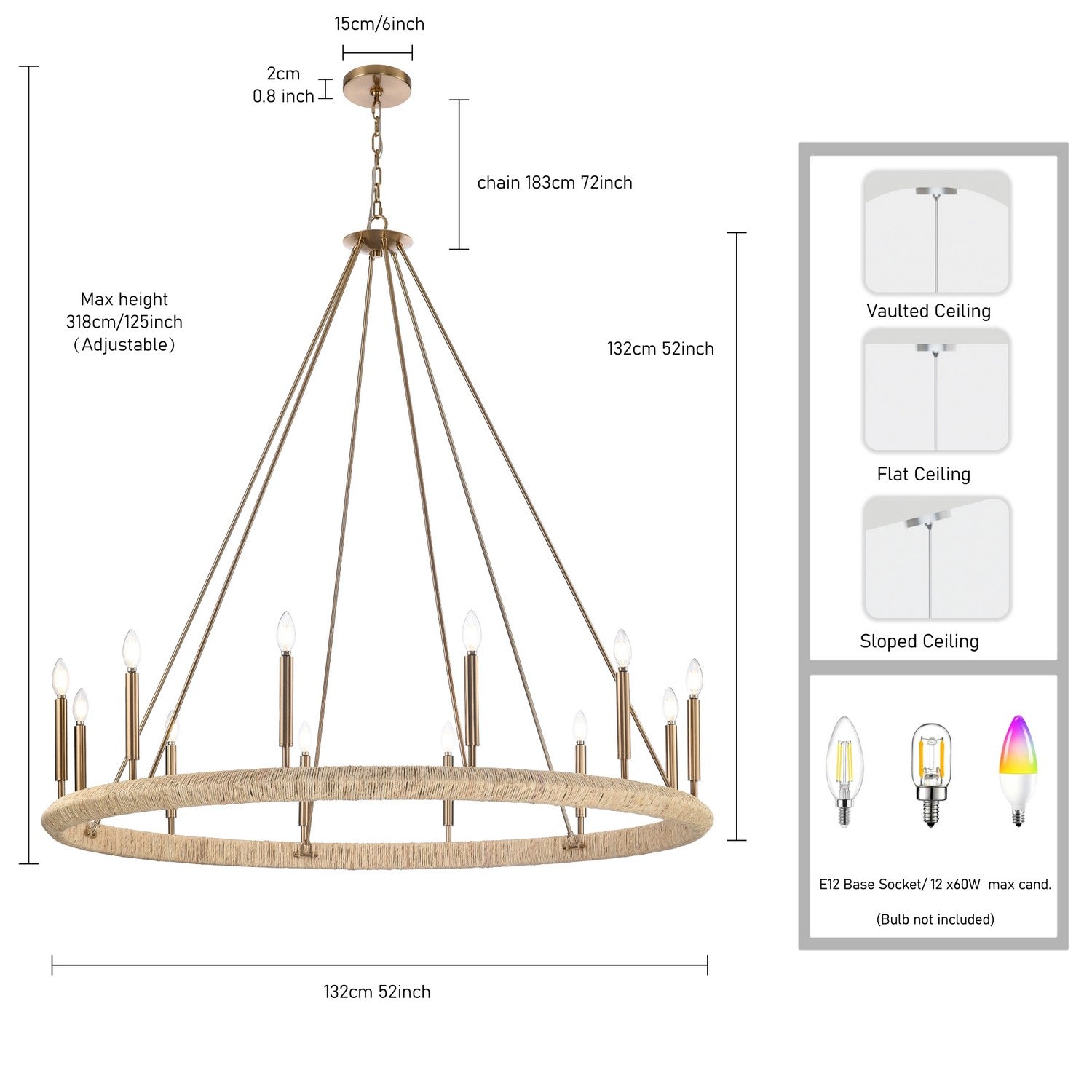 Arabela Lighting - 85433-12 - Guirlande lumineuse à 12 lampes Suspendu - Cabane - Or laqué