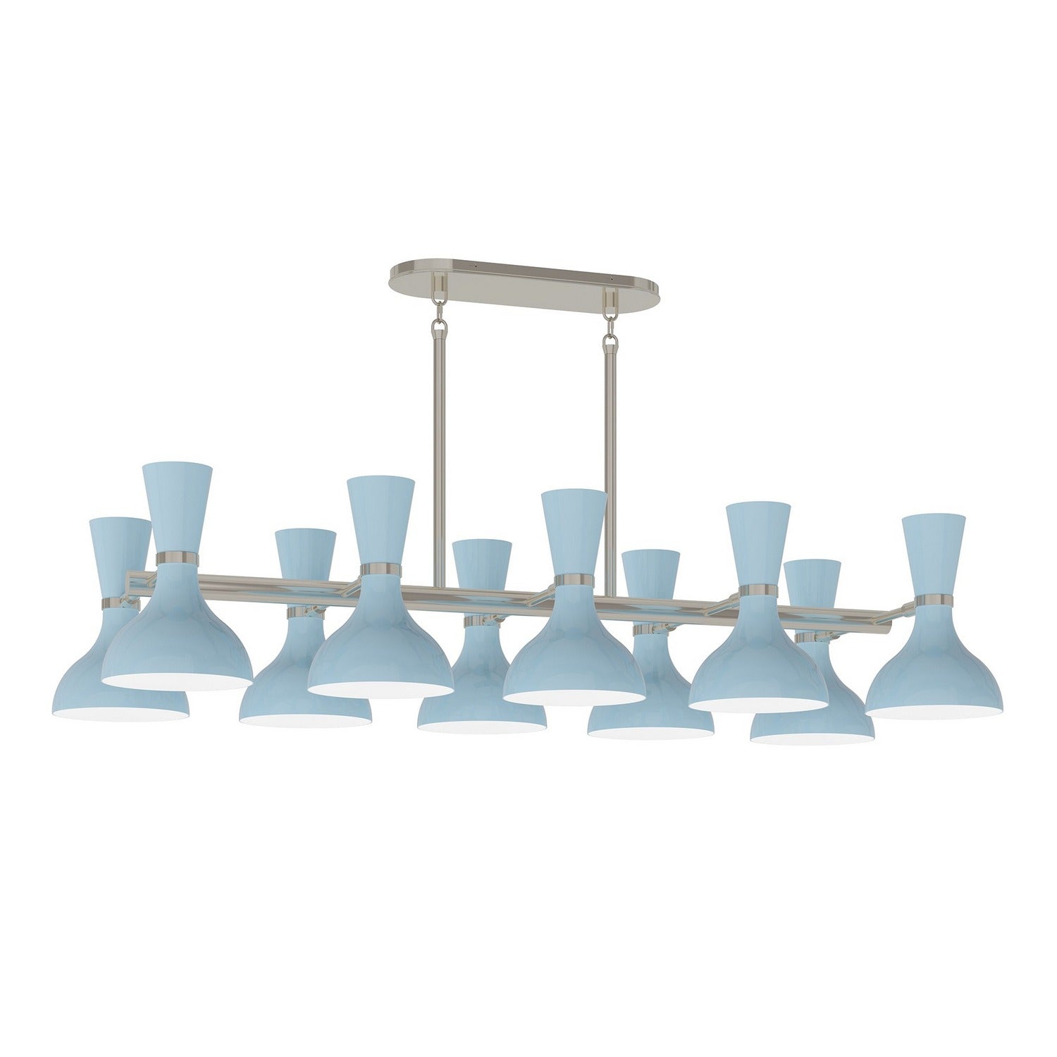 Robert Abbey - BB21BB - Dix Lumières Suspendu - Clare - Nickel poli avec peinture bleu clair