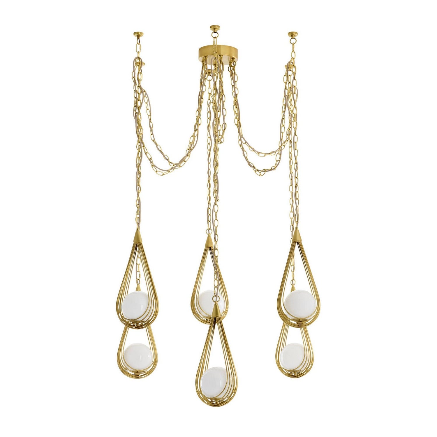 Arteriors - DMC38 - Six Light Chandelier - Ova - Antique Brass/Opal