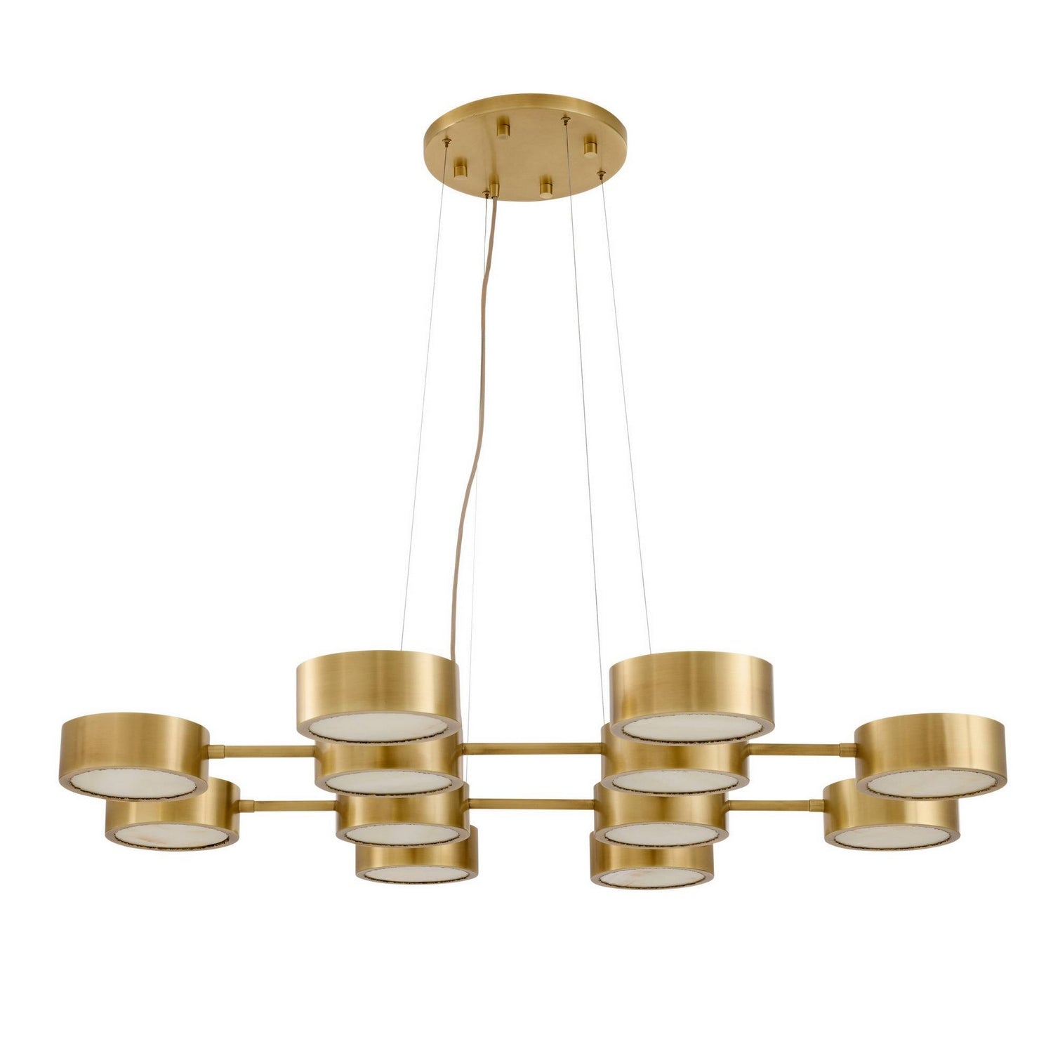 Arteriors - DLC50 - 12 Light Chandelier - Wright Grid - Antique Brass/White