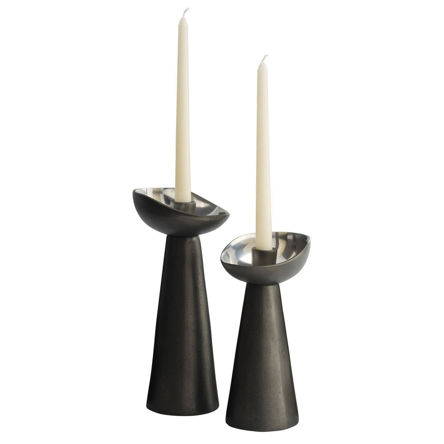 Arteriors - ACI09 - Bougeoirs, lot de 2 - Argemone - Argent noirci/poli