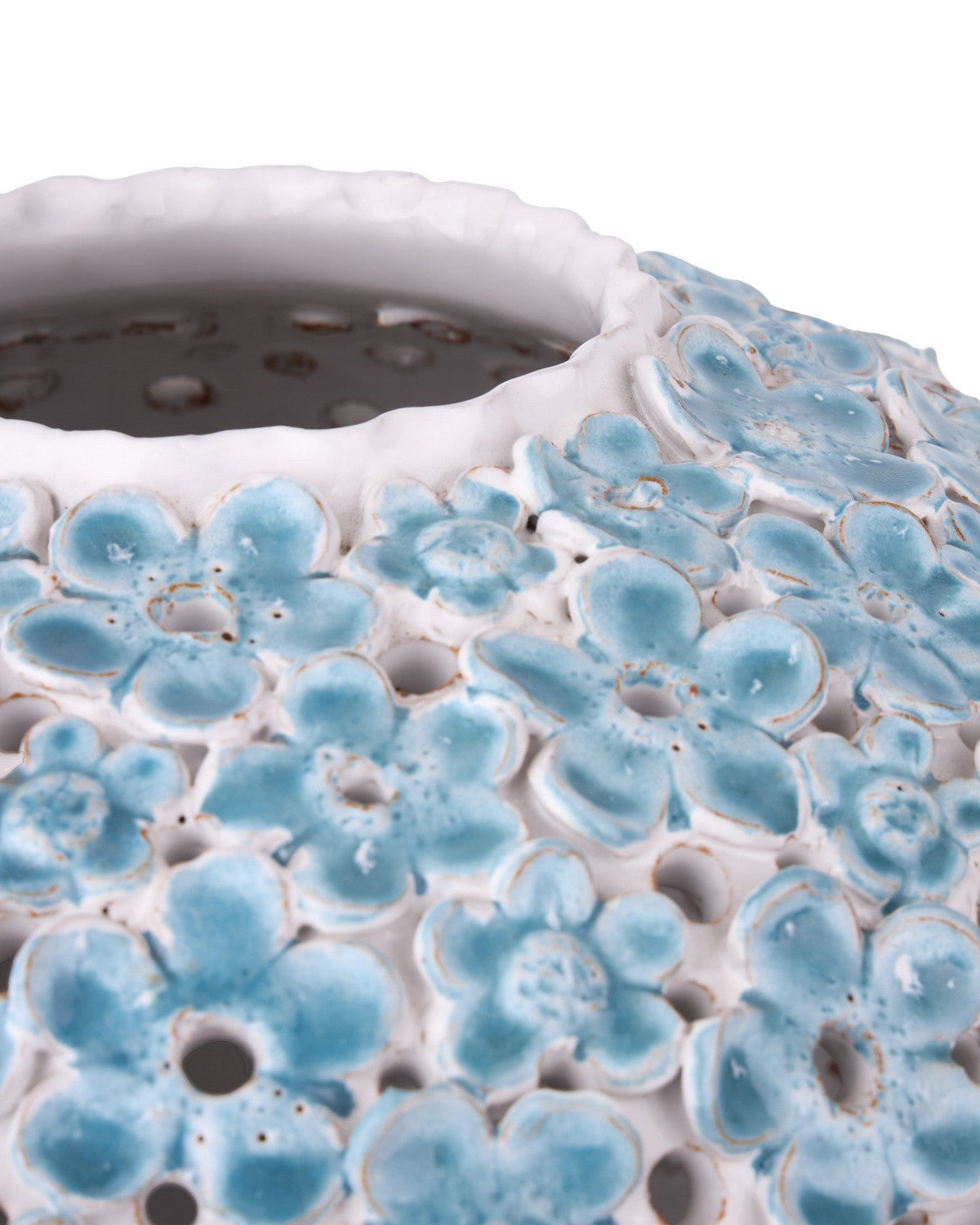 Vase Daisy Currey and Company 1200-1113, bleu clair et blanc