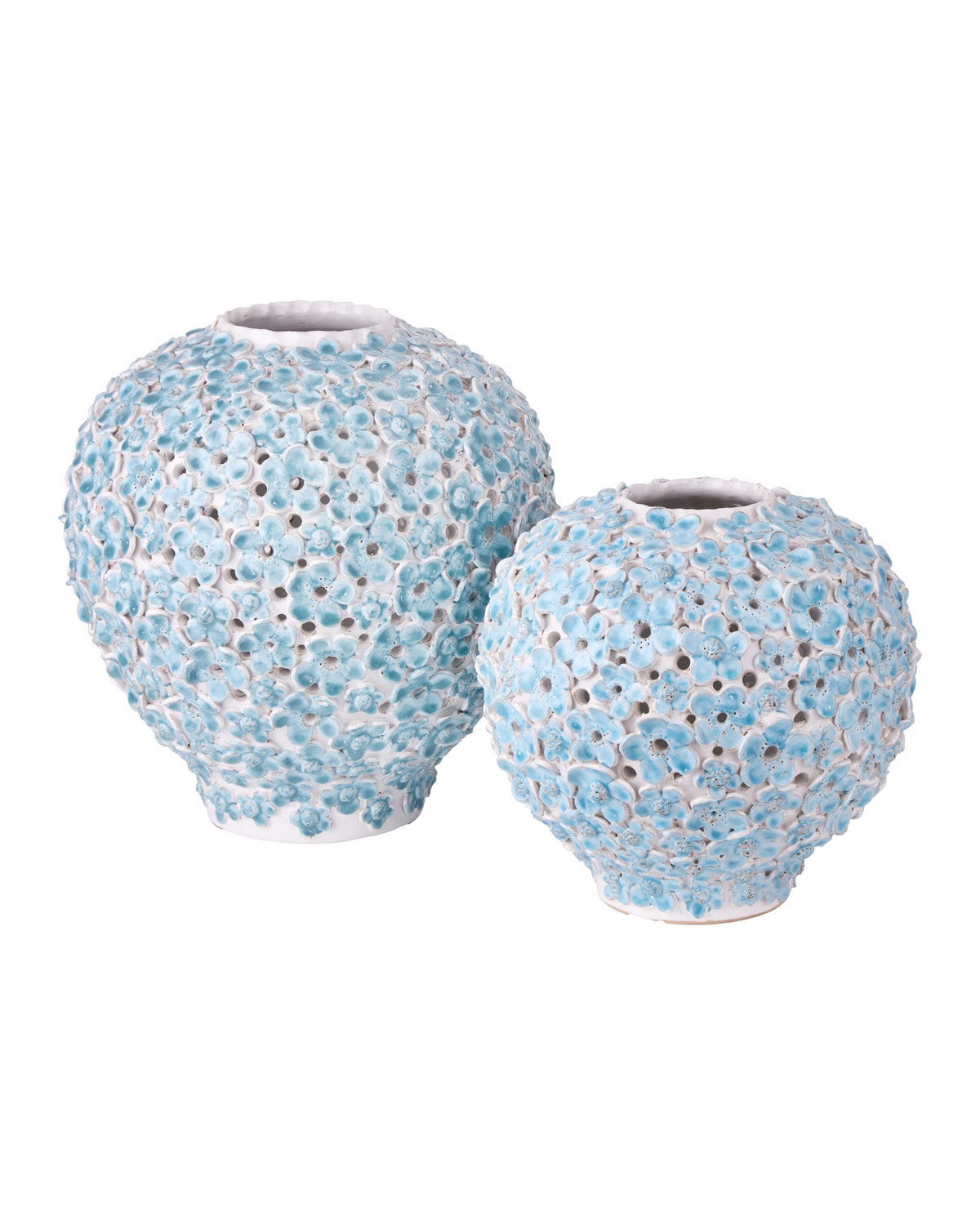Vase Daisy Currey and Company 1200-1113, bleu clair et blanc