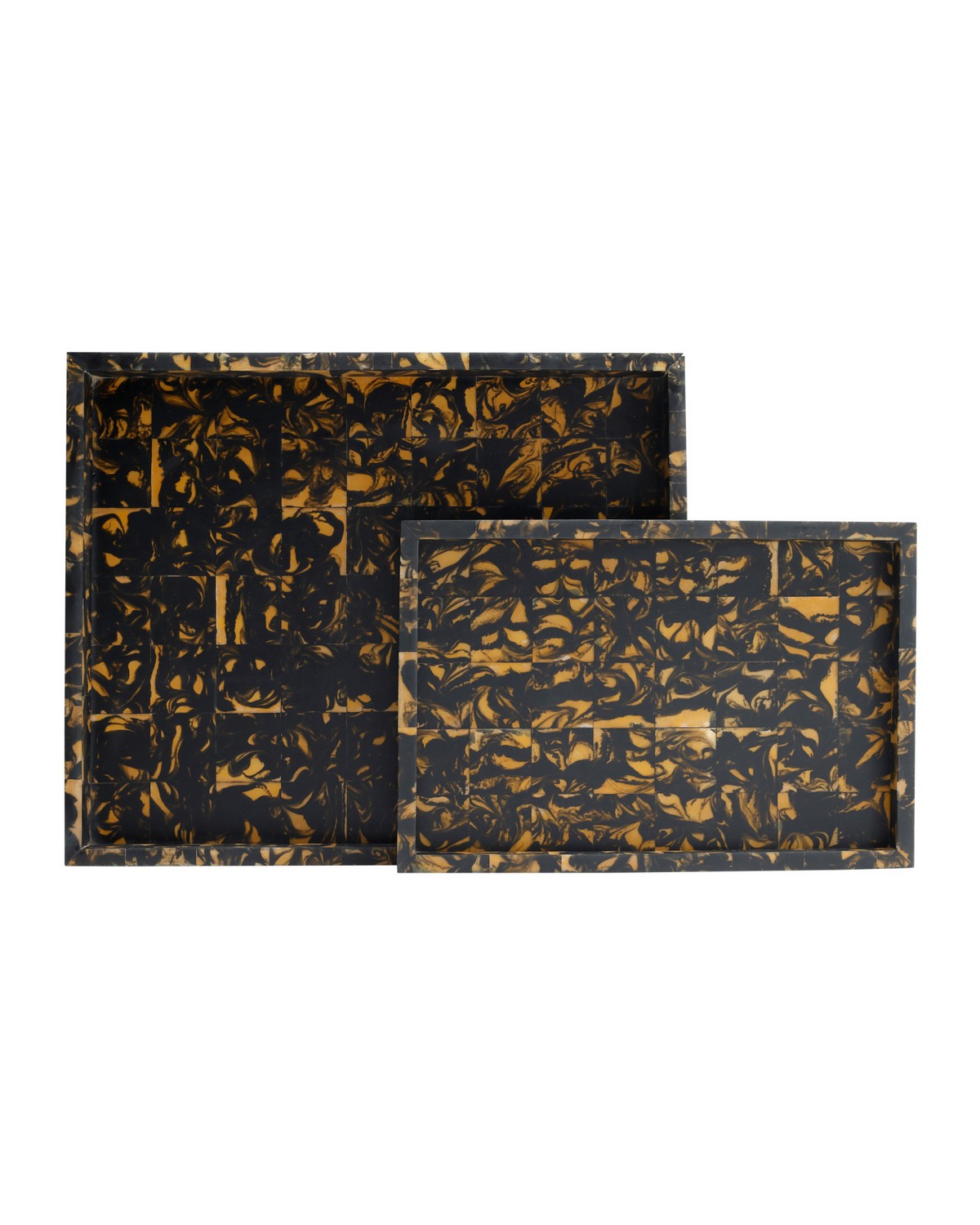 Currey and Company 1200-1130 Thrace Tray Set of 2 in Black/Yellow