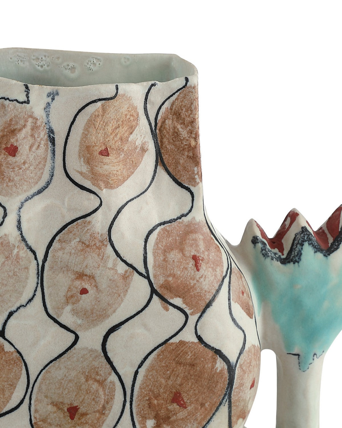 Vase Tuliette Currey and Company 1200-1162, coloris bleu/blanc cassé/rose/noir