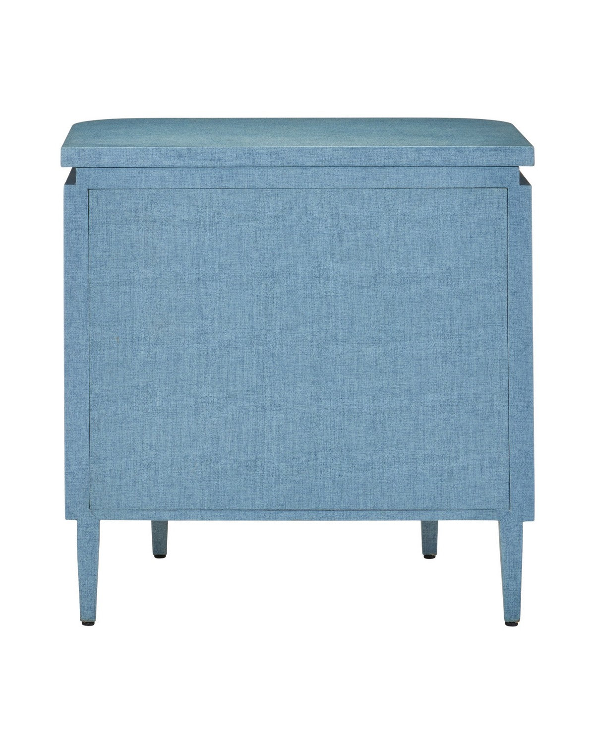 Table de chevet Currey and Company 3000-0342 Briallen en lin bleu laqué et nickel poli