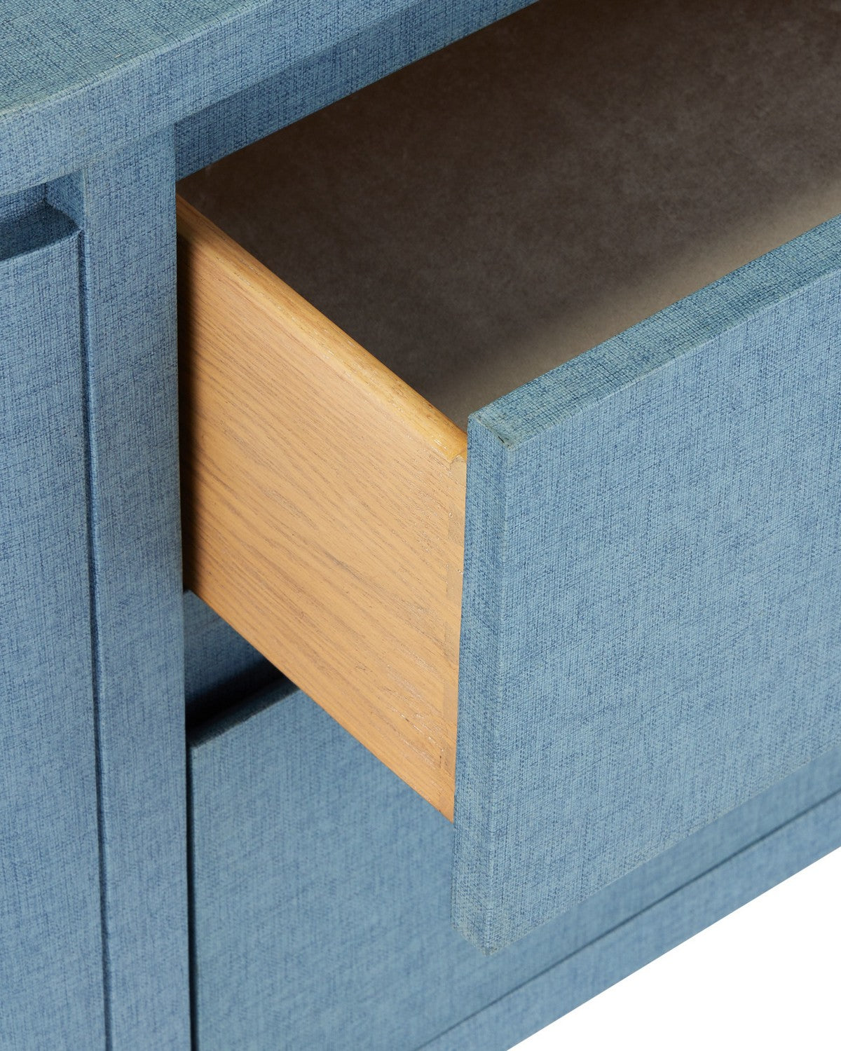 Table de chevet Currey and Company 3000-0342 Briallen en lin bleu laqué et nickel poli