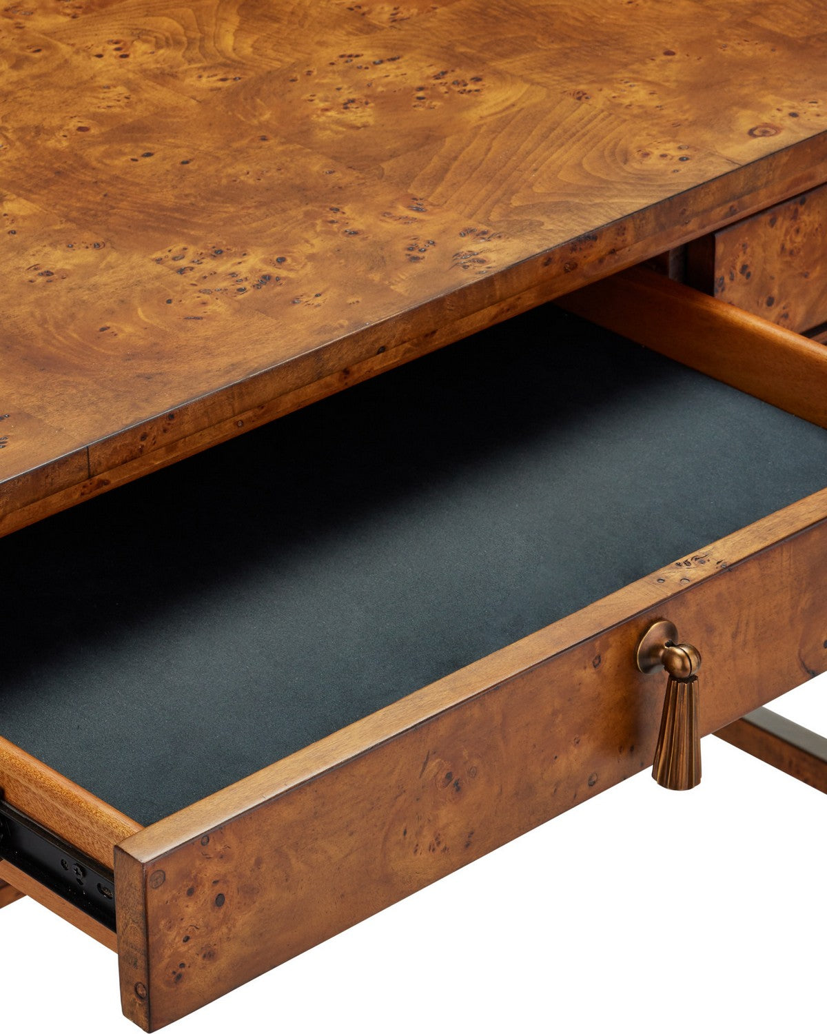 Currey and Company 3000-0343 Evie Writing Desk in Mappa Burl/Brass