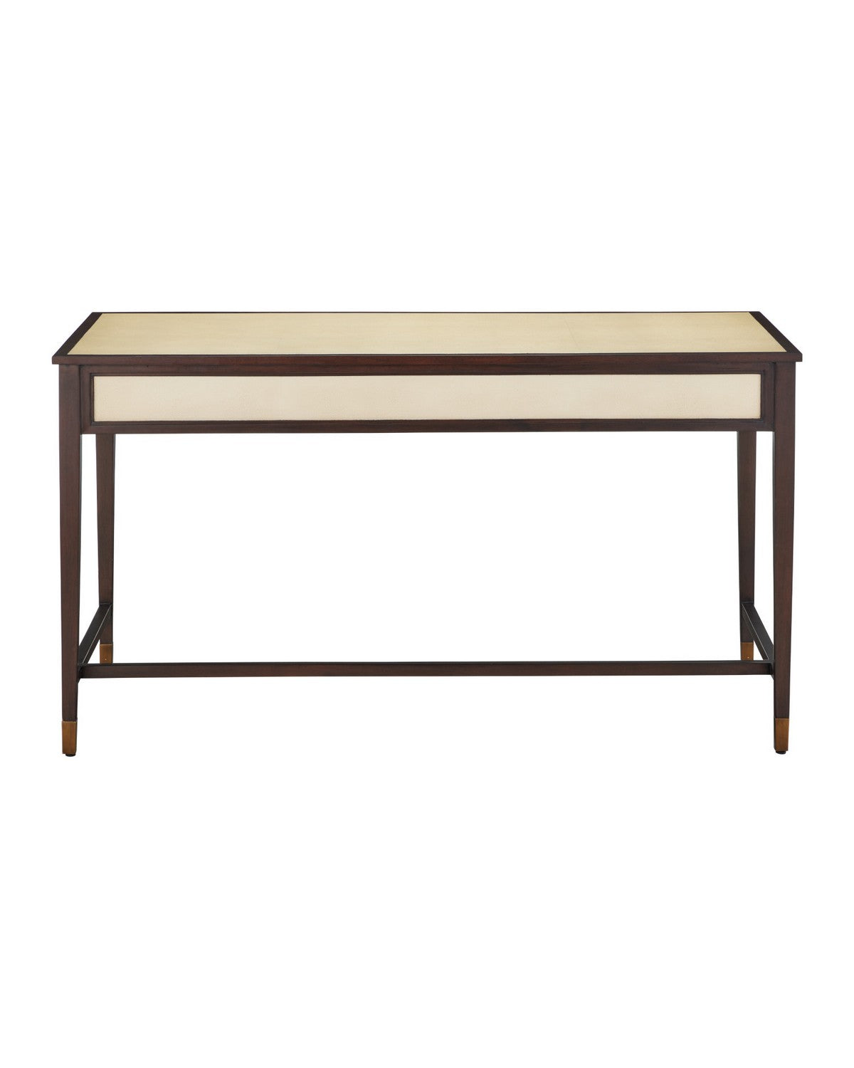 Currey and Company 3000-0344 Evie Writing Desk in Ivory/Dark Walnut/Brass